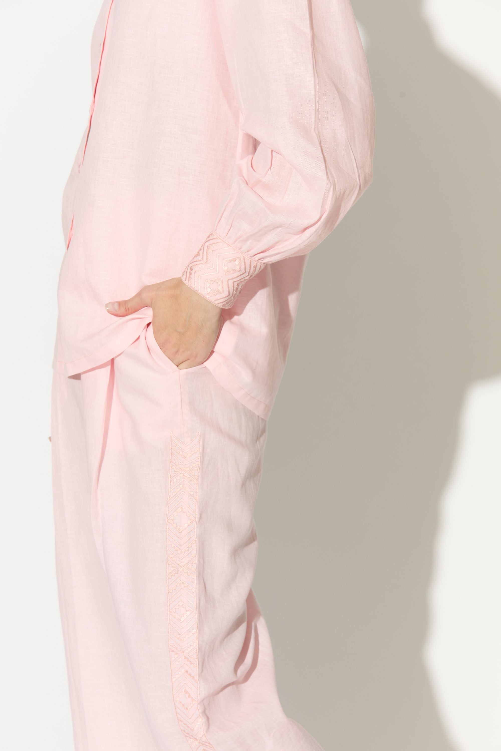 Light Pink Embroidered Pants