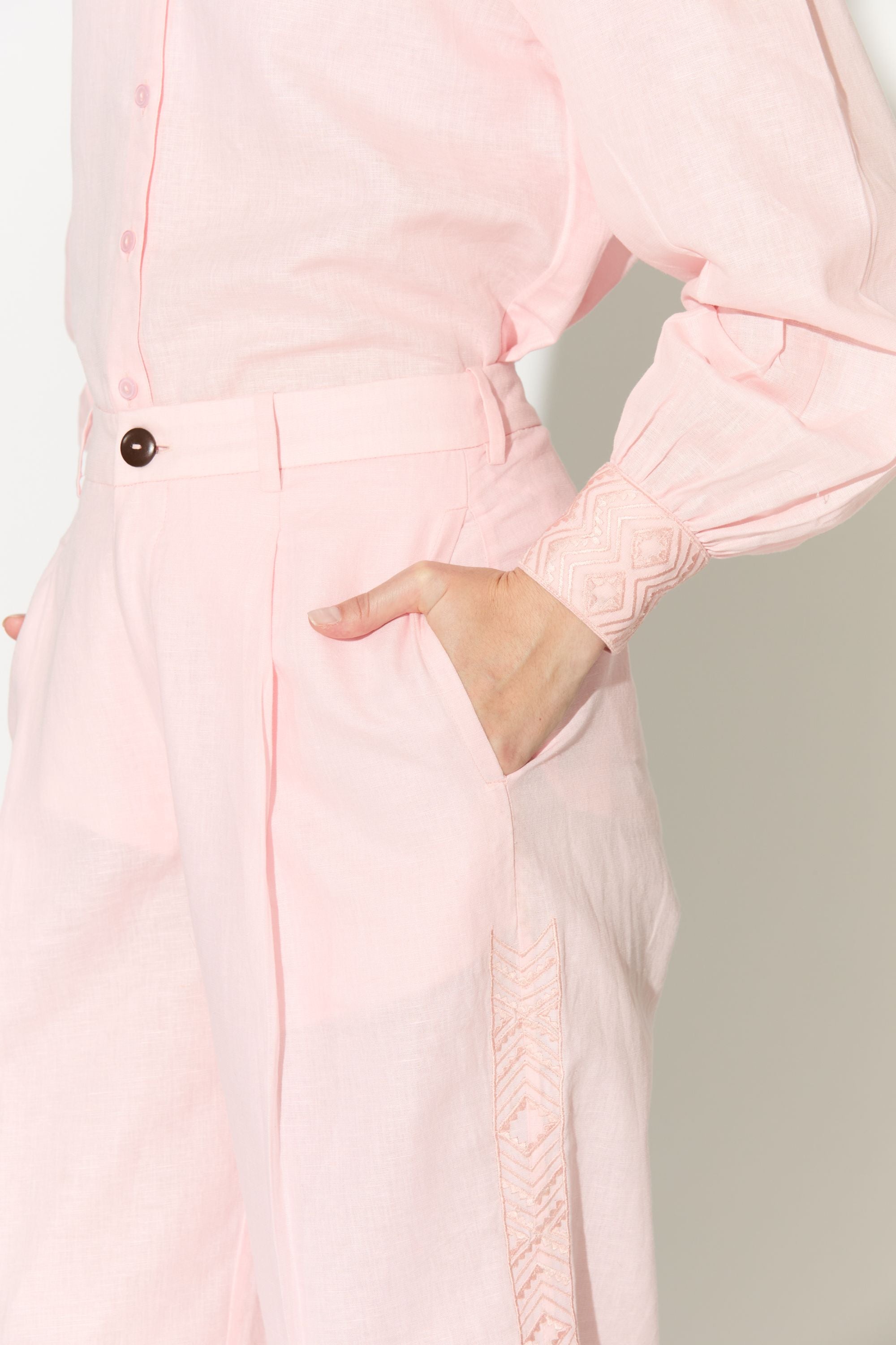 Light Pink Embroidered Pants