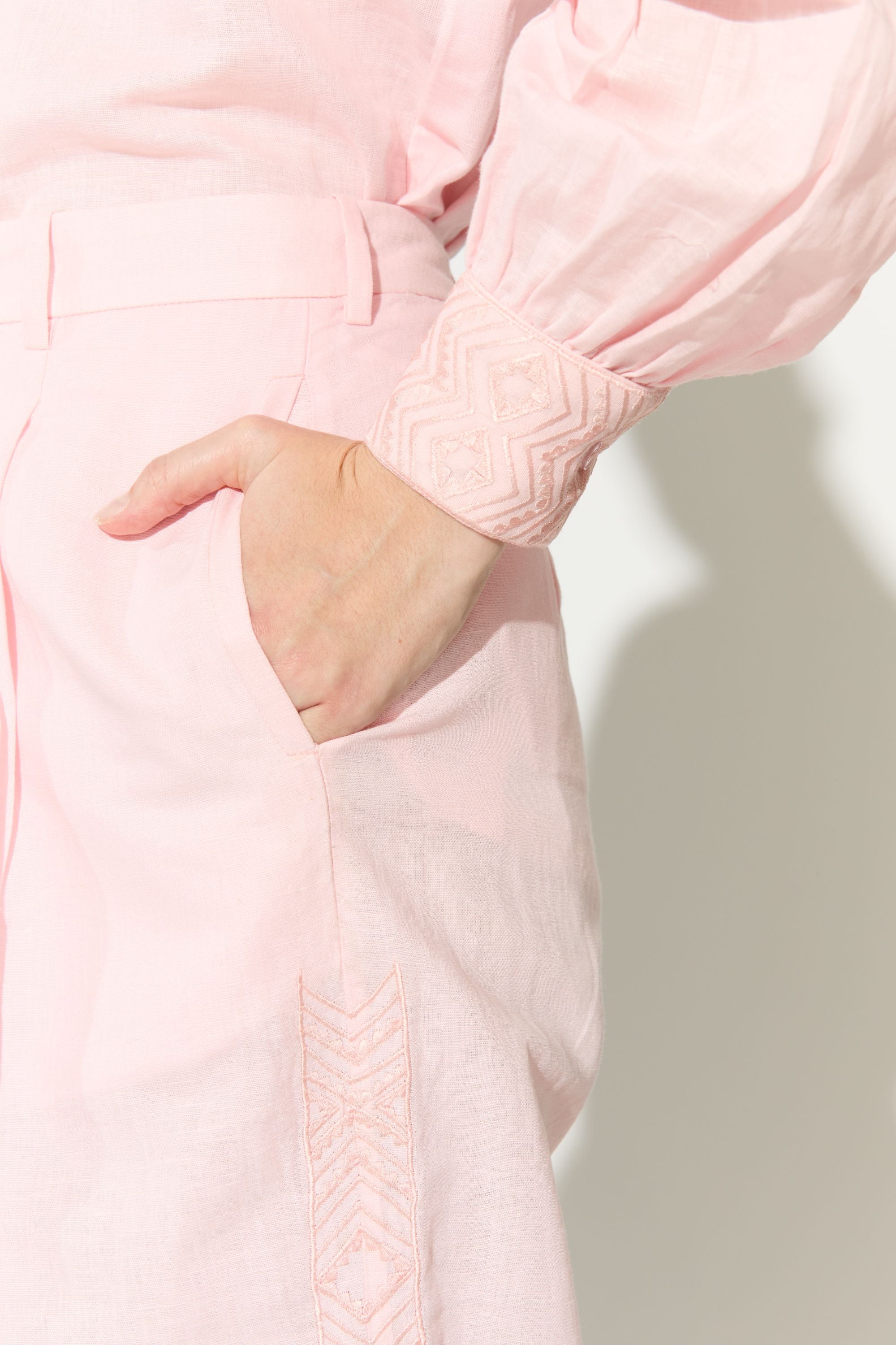 Light Pink Embroidered Pants