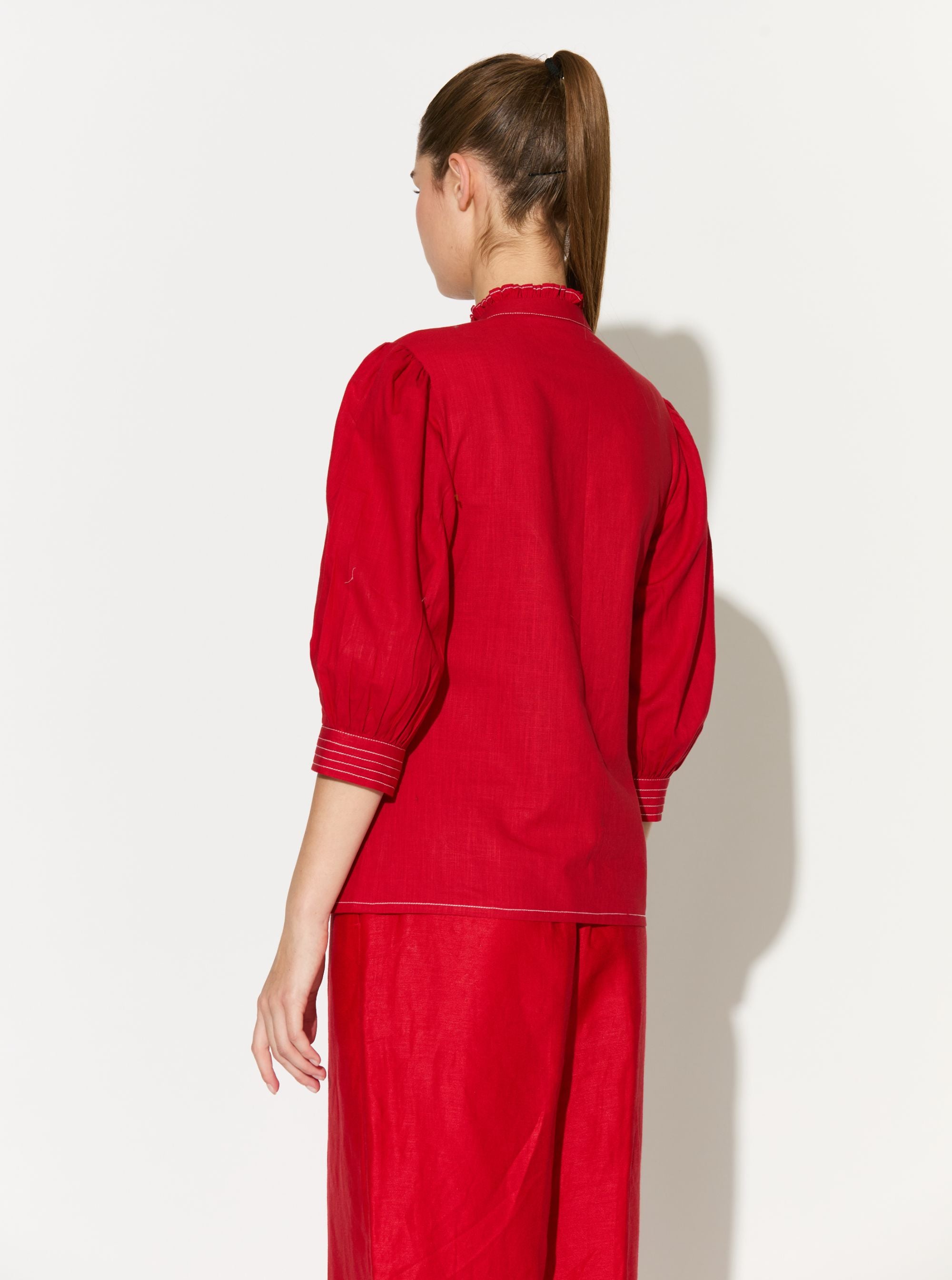 Red Frill Collar Shirt