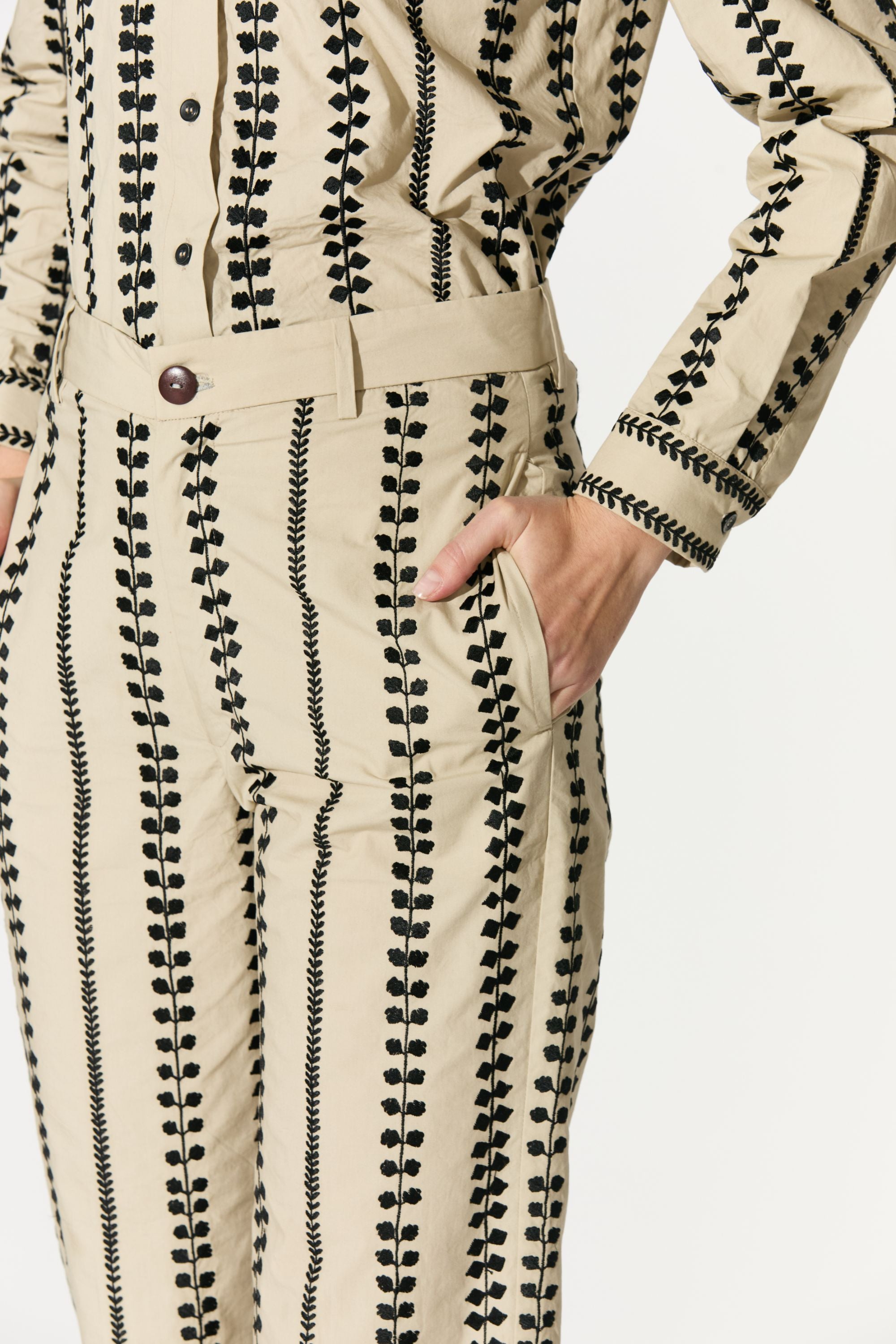 Beige Embroidered Shirt