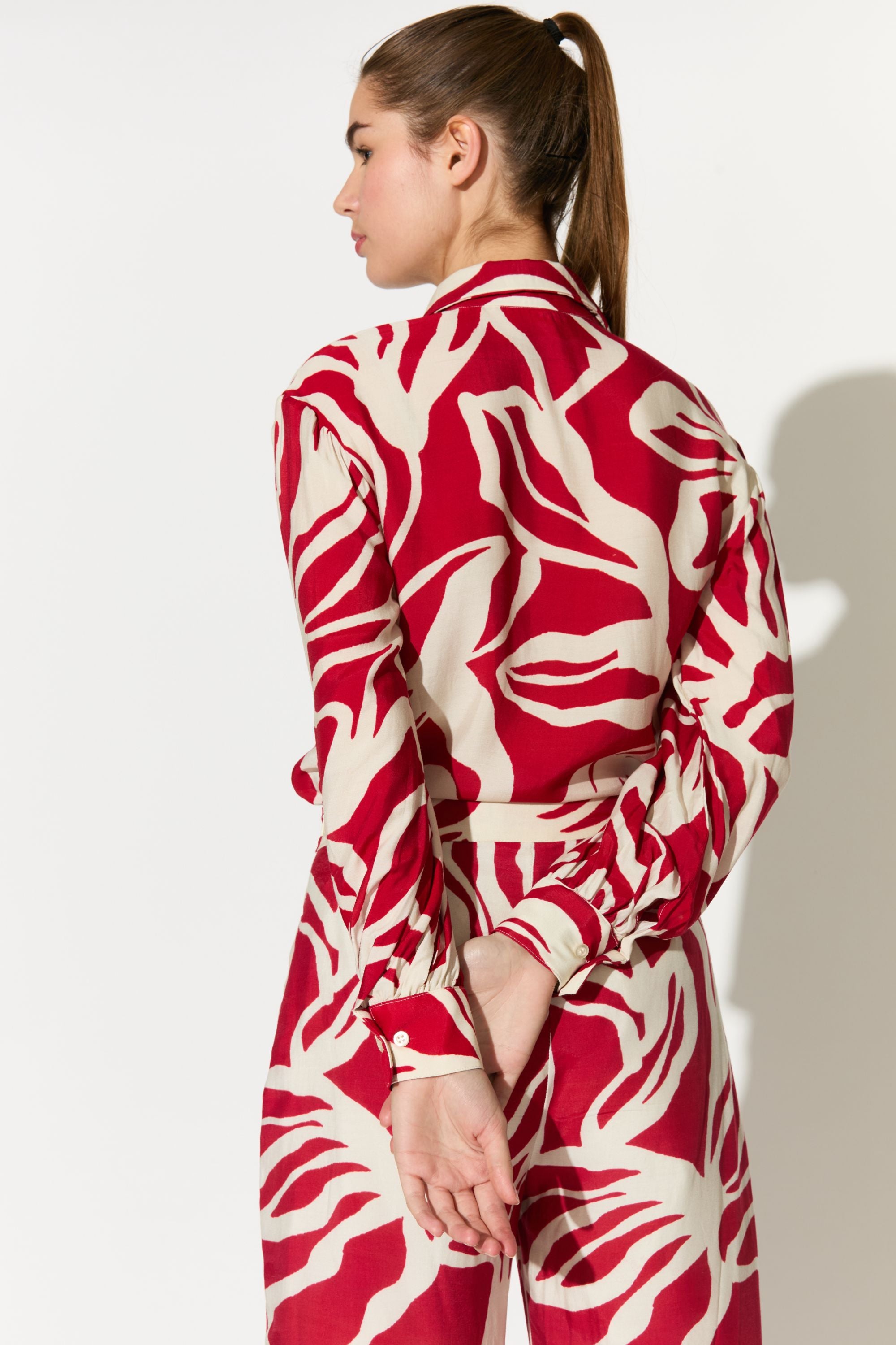 Red And White Floral Shirt
