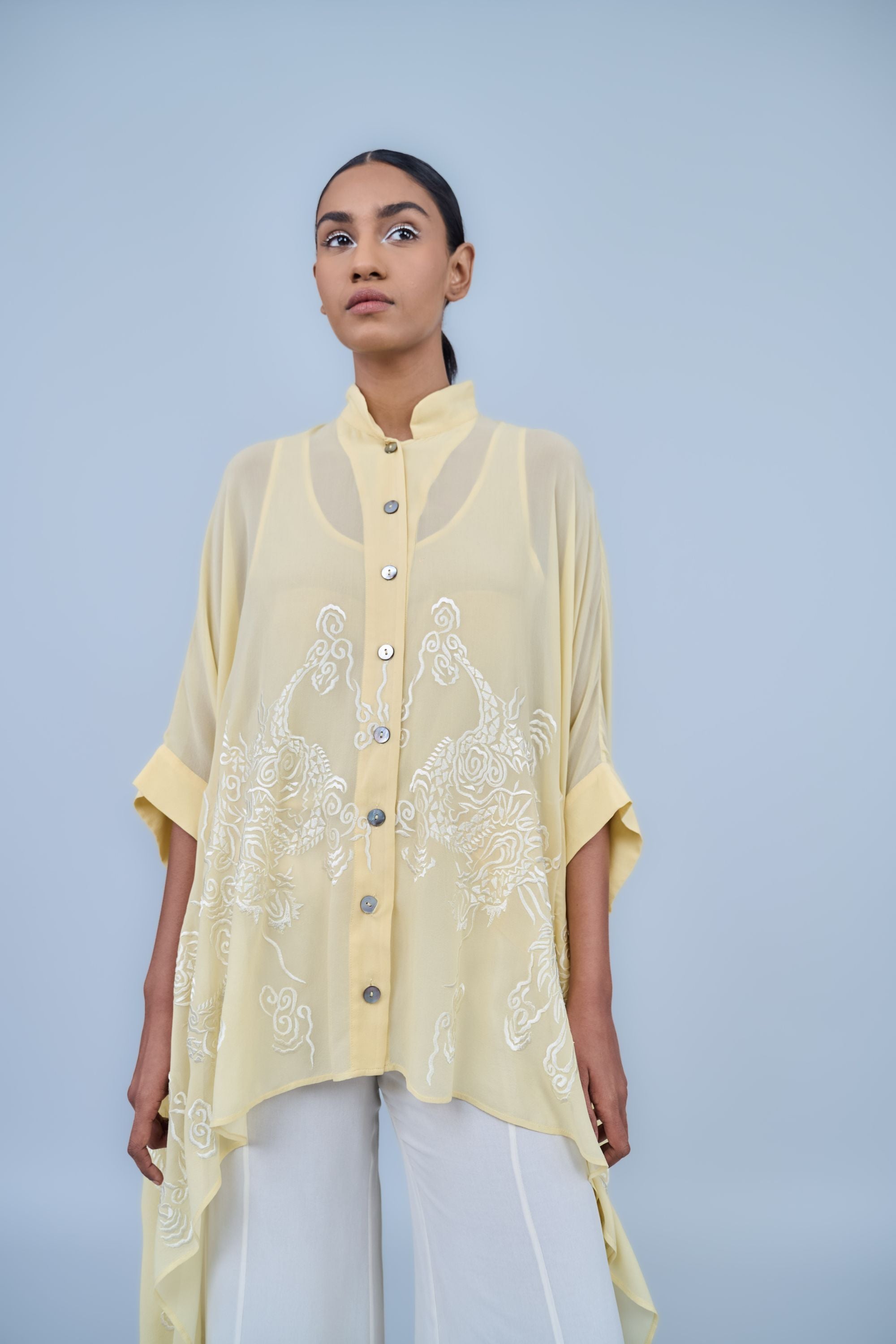 Ecru Silk Georgette Palazzo