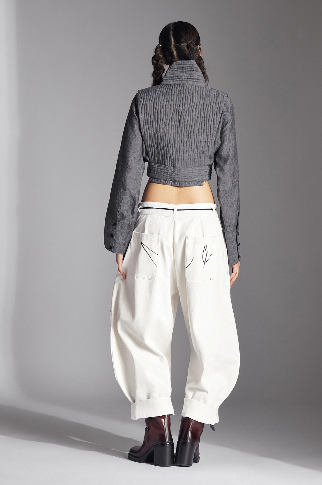 Printed Eren Trousers (White Denim)