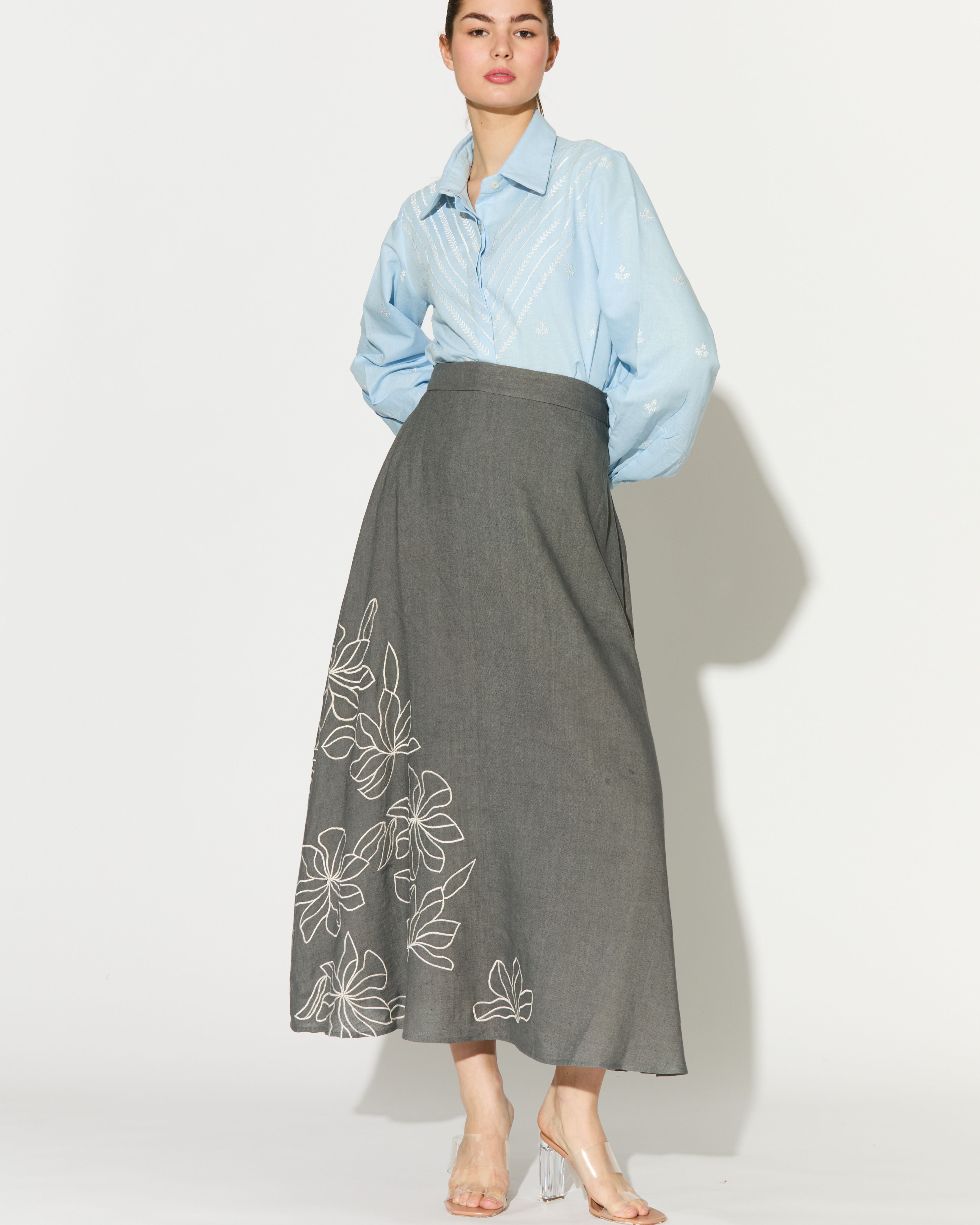 LIGHT BLUE EMBROIDERED SHIRT