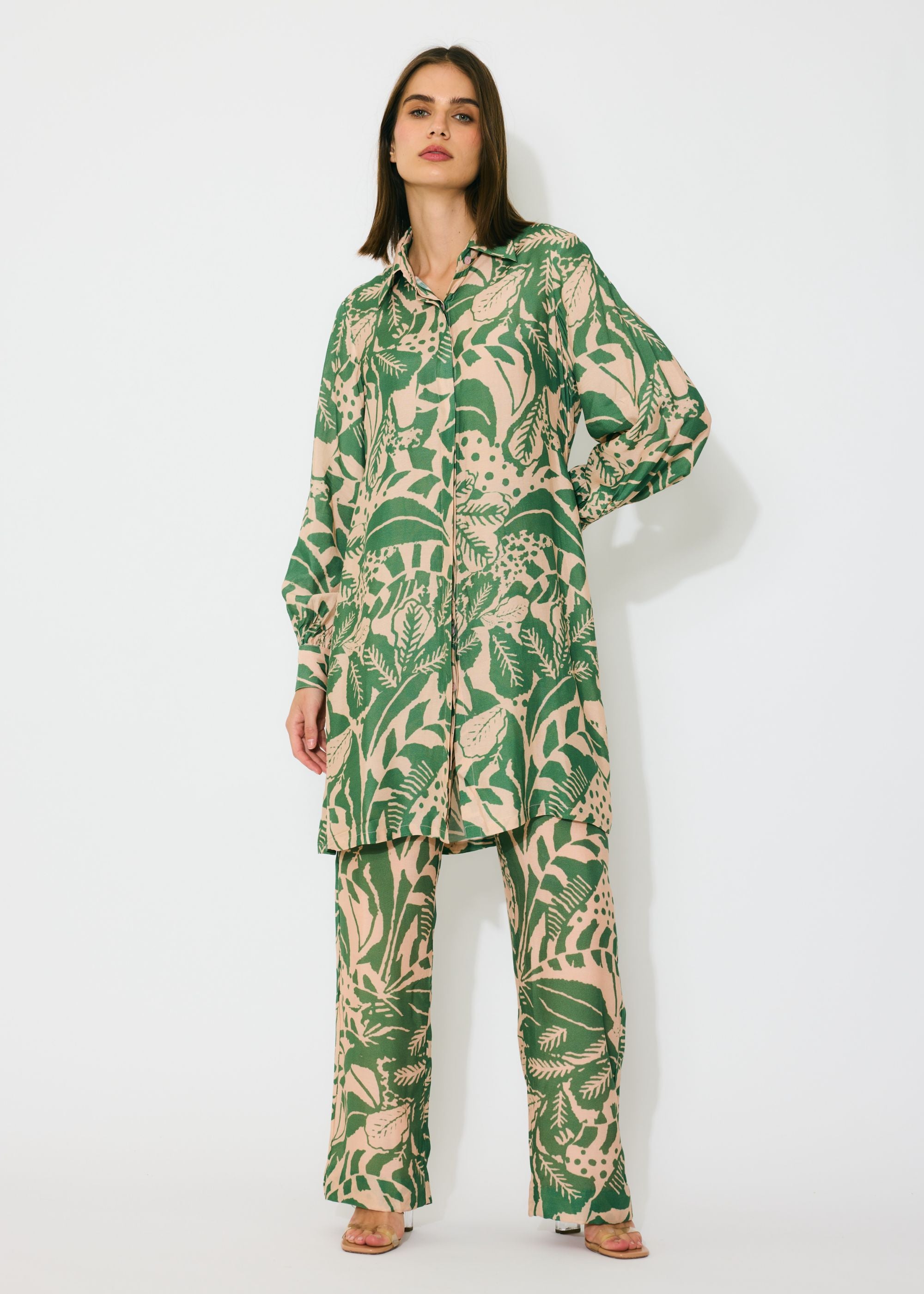 PEACH AND GREEN SHIRT