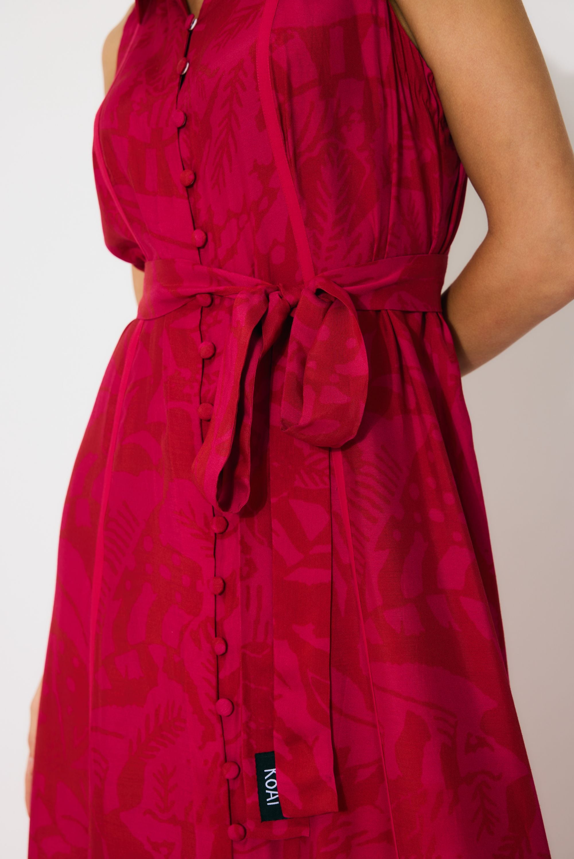 HOT PINK AND RED SLEEVELESS SHIRT DRESS