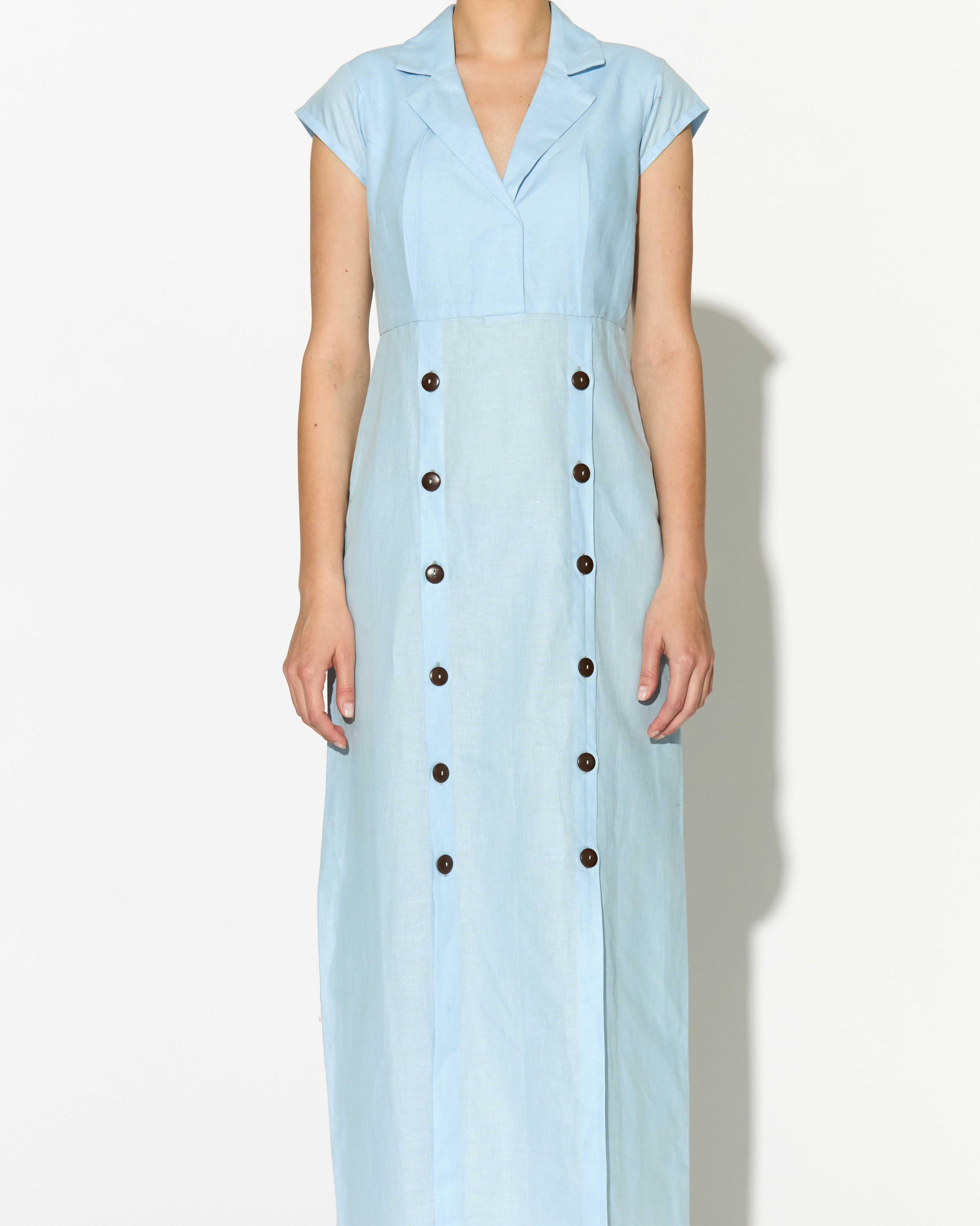 LIGHT BLUE SLEEVELESS LONG DRESS