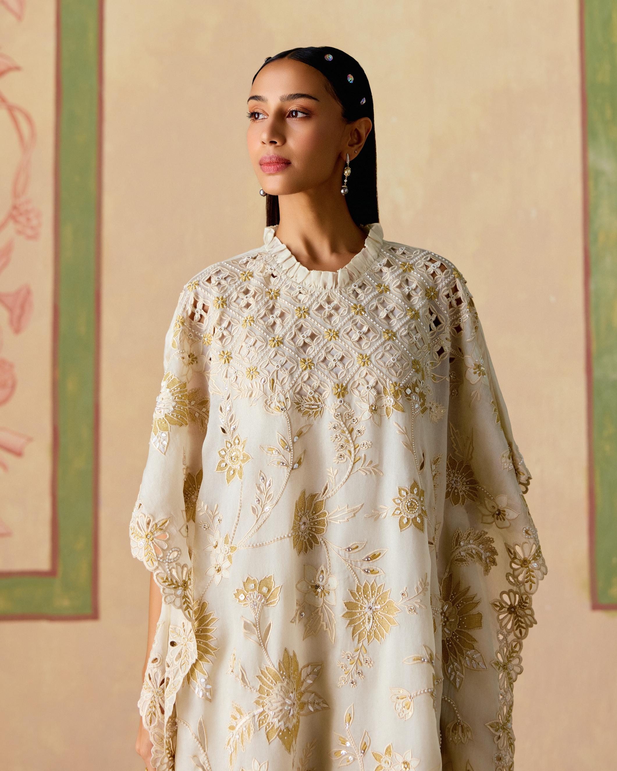 IVORY AND GOLD LONG KAFTAN