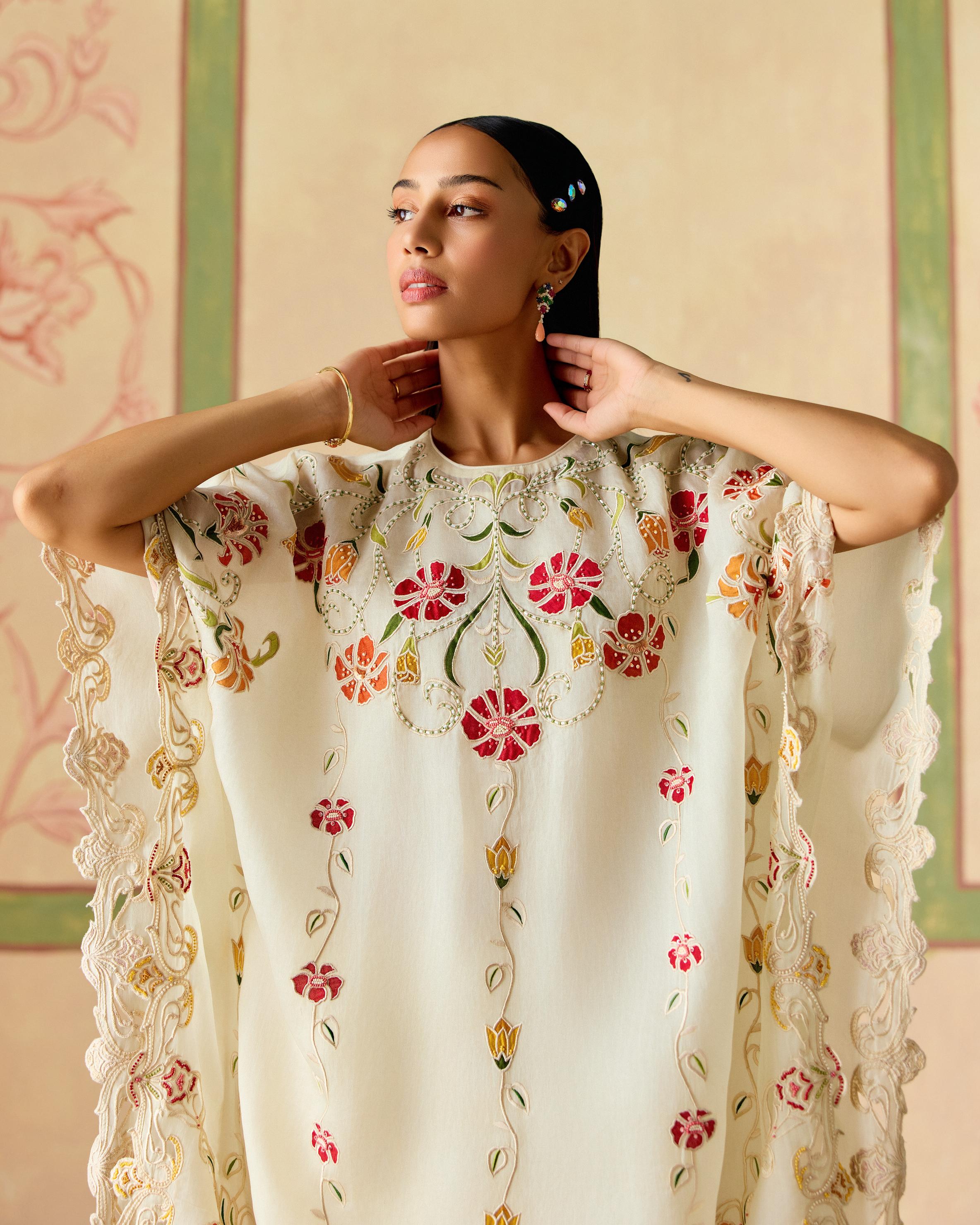 IVORY APPLIQUE KAFTAN