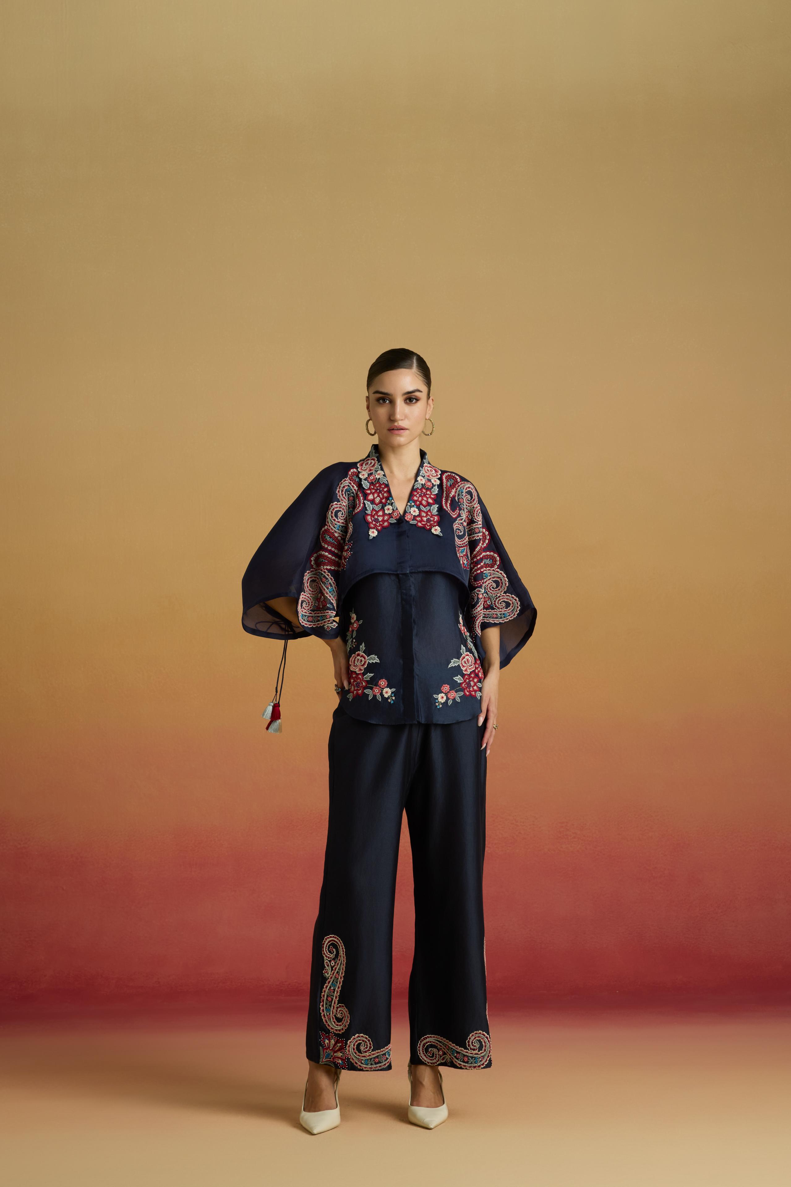 INDIGO PAISLEY LAYERED SHIRT