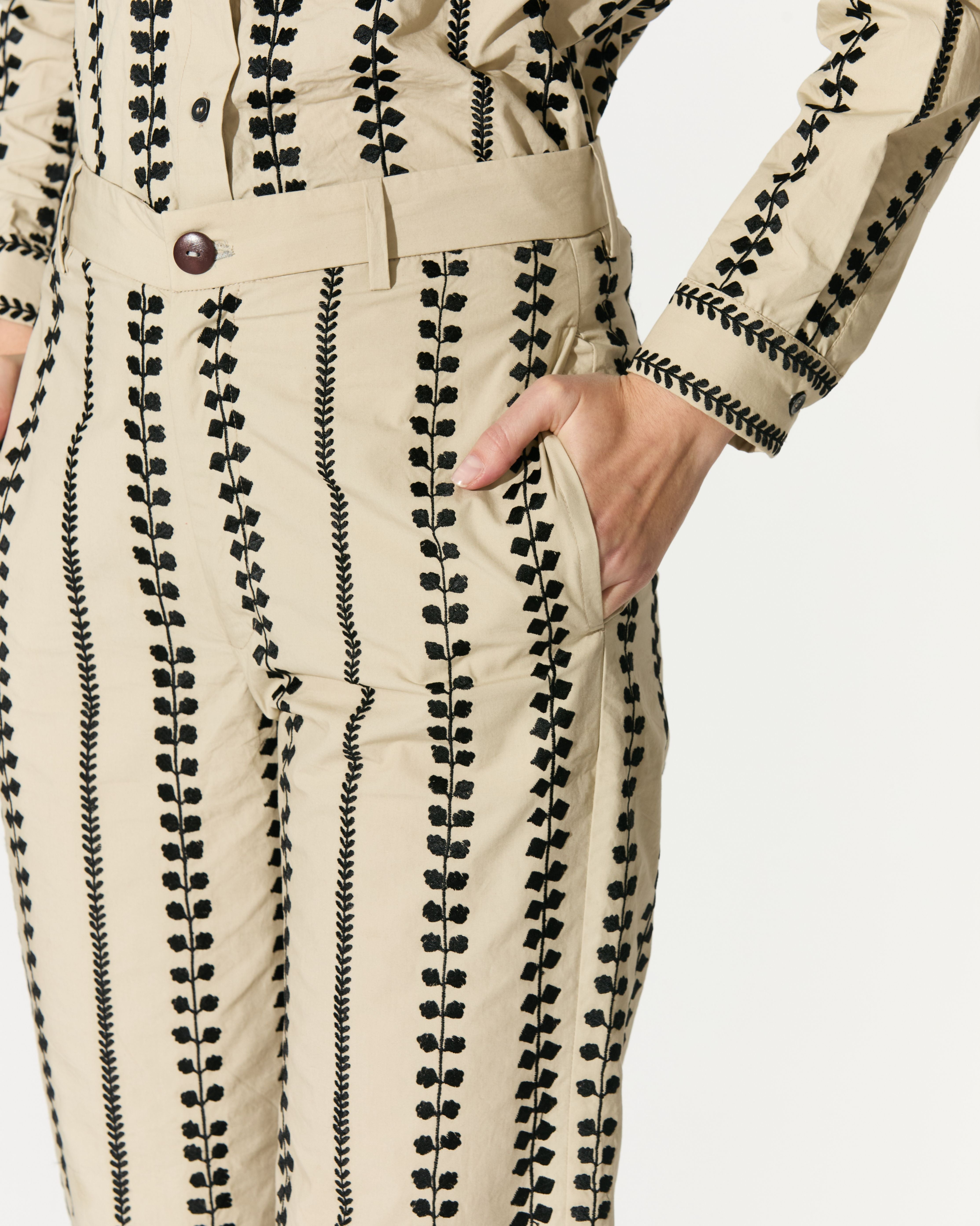 BEIGE EMBROIDERED PANTS