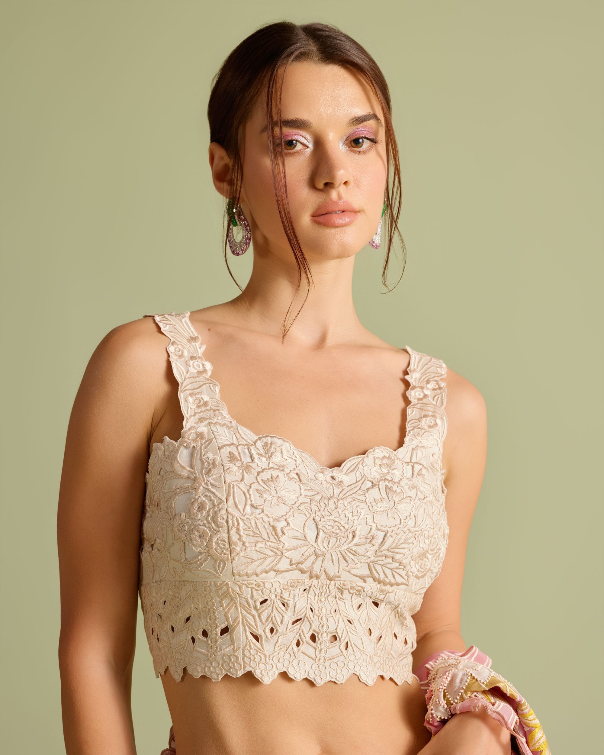Ivory Tonal Cutwork Bustier