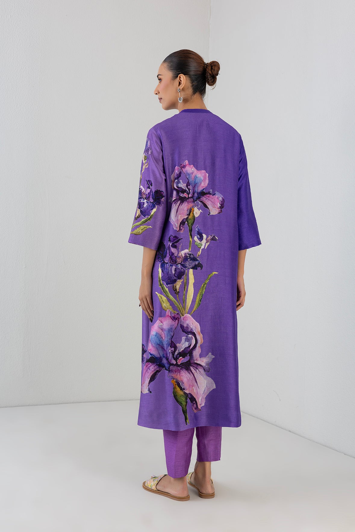 Violet Frost Dupion Big Floral Printed Tunic