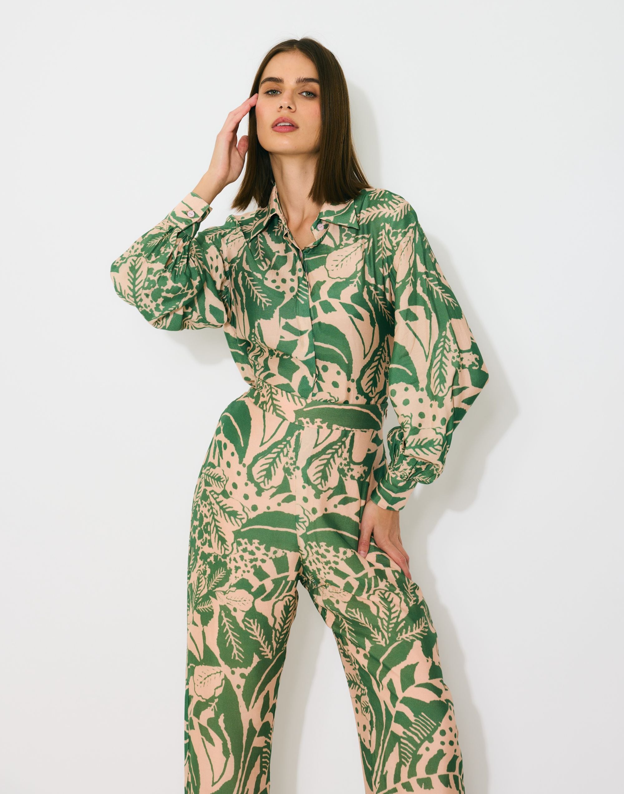 PEACH AND GREEN PANTS