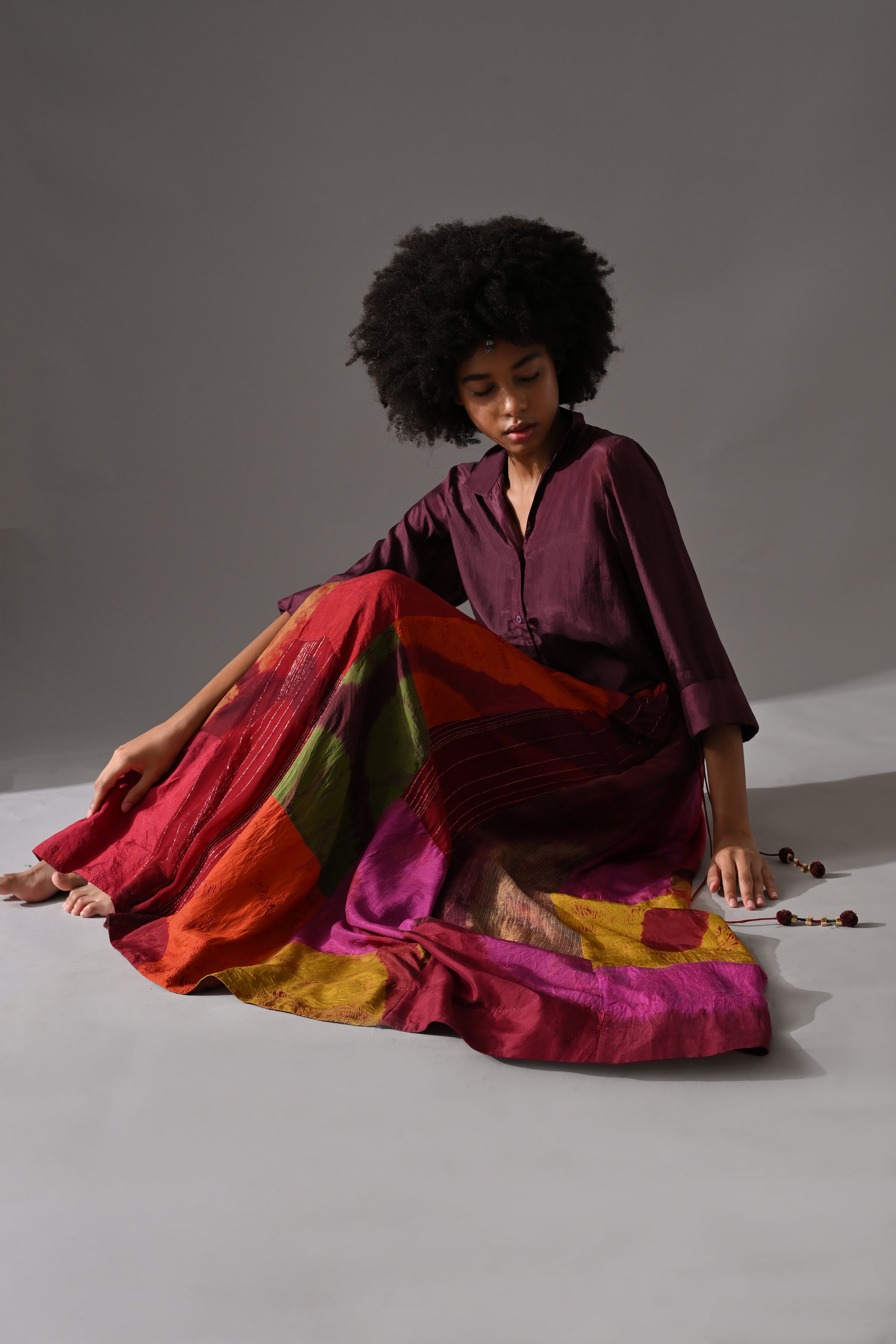 Multi Patchwork and Placement Tie Dye Skirt Set