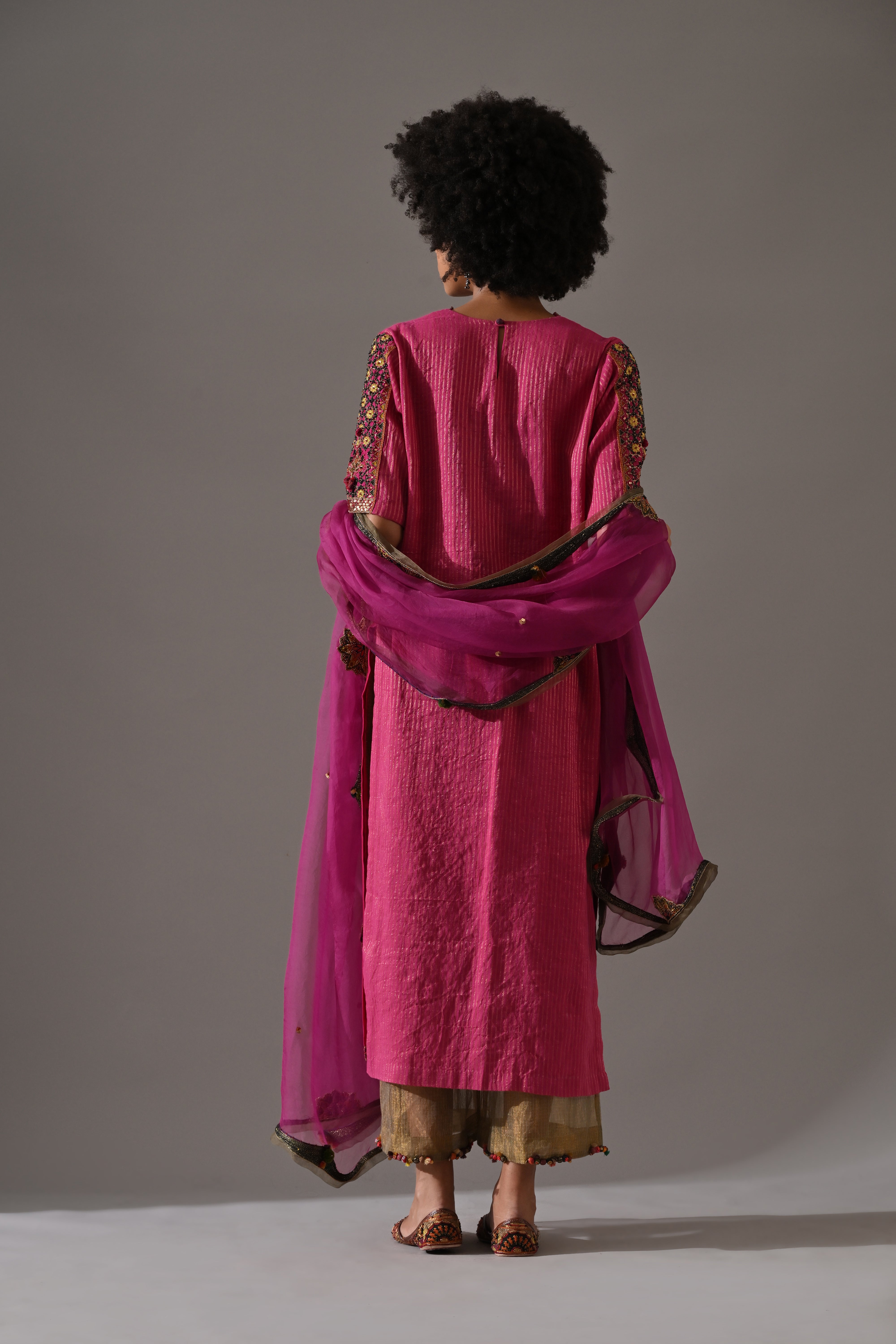 Pink Hand Embroidered Kurta Set