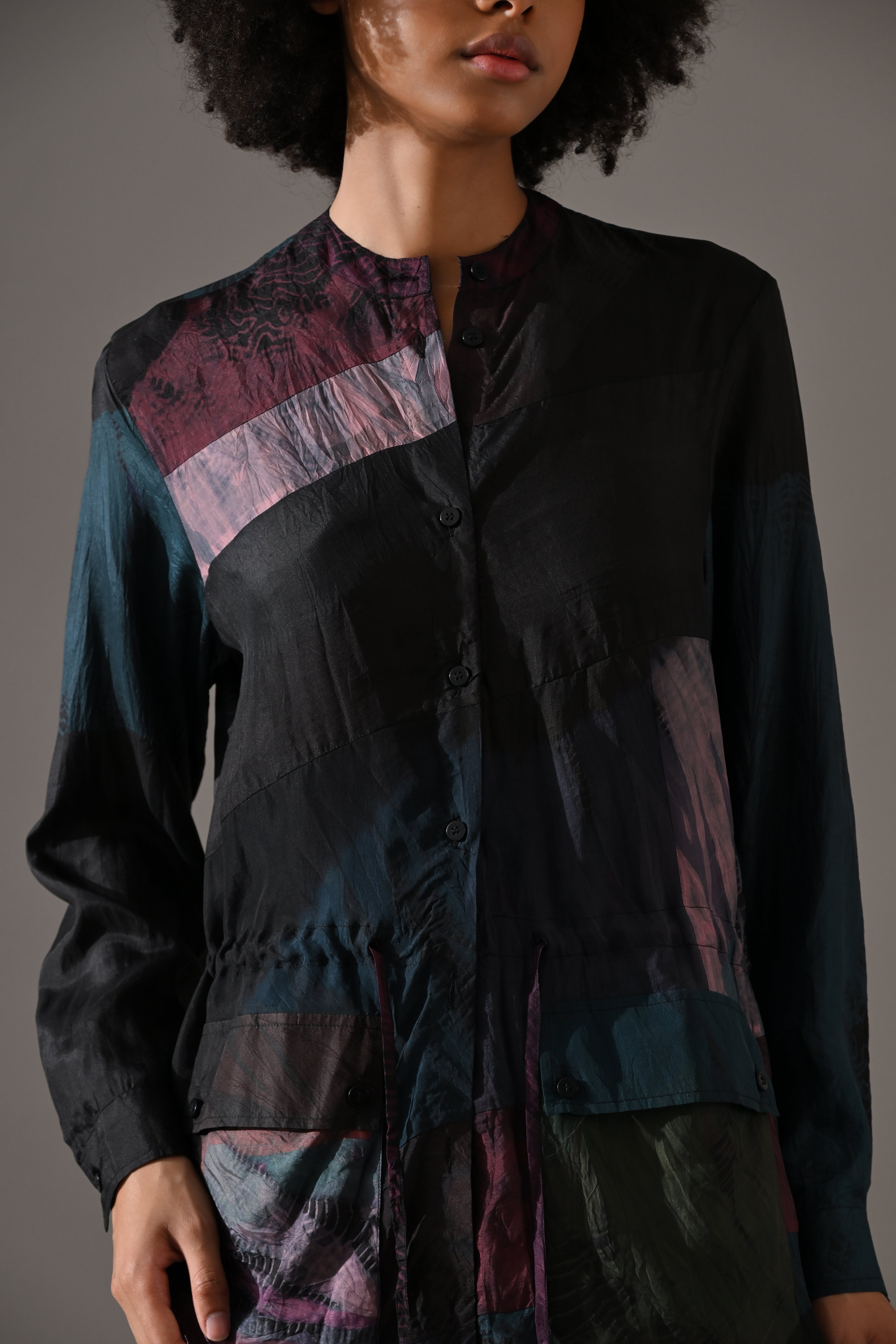 Beige Multi Patchwork and Placement Tie Dye Skirt Set