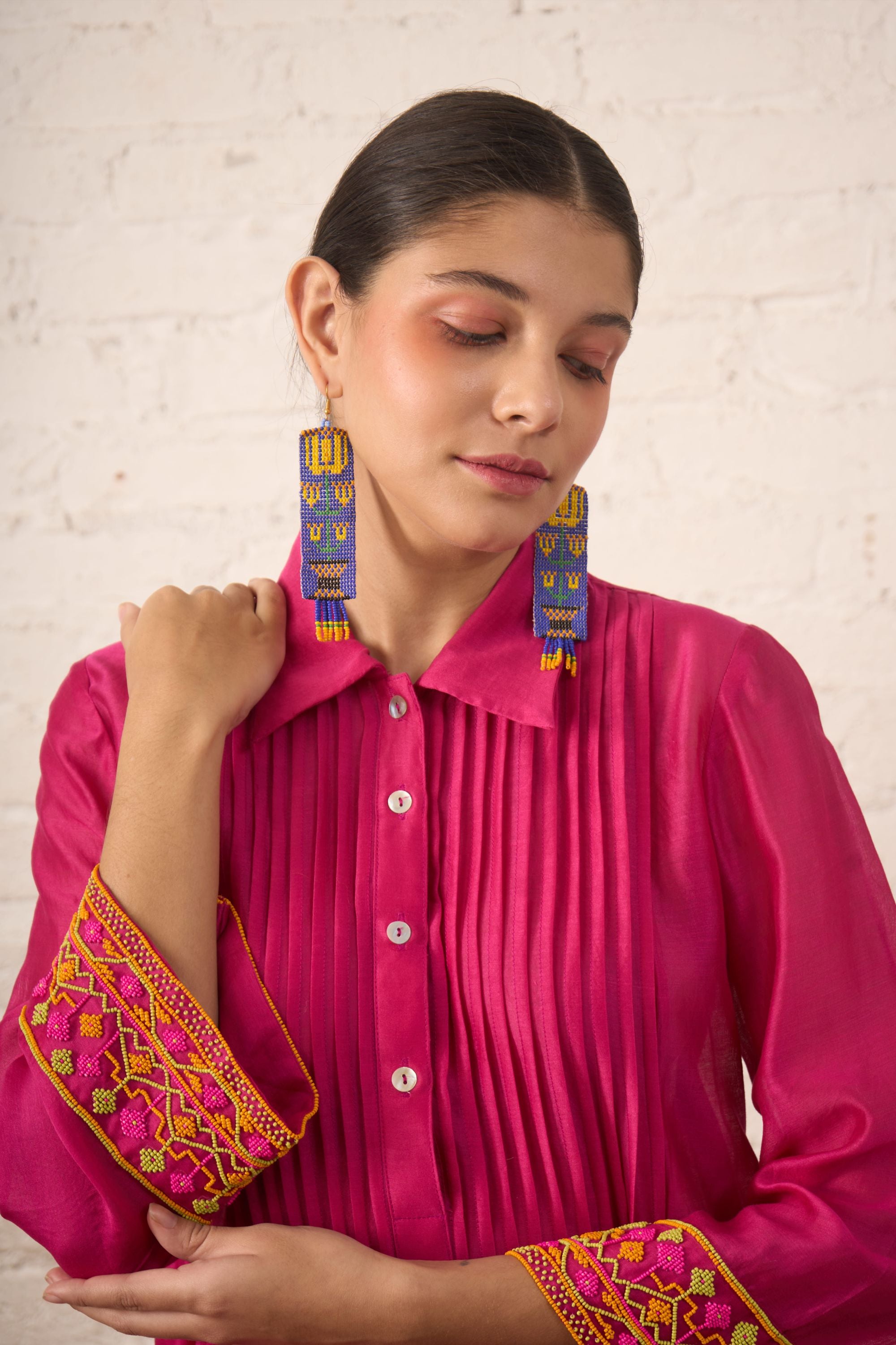 Fuschia Pintuck Kurta w Pants