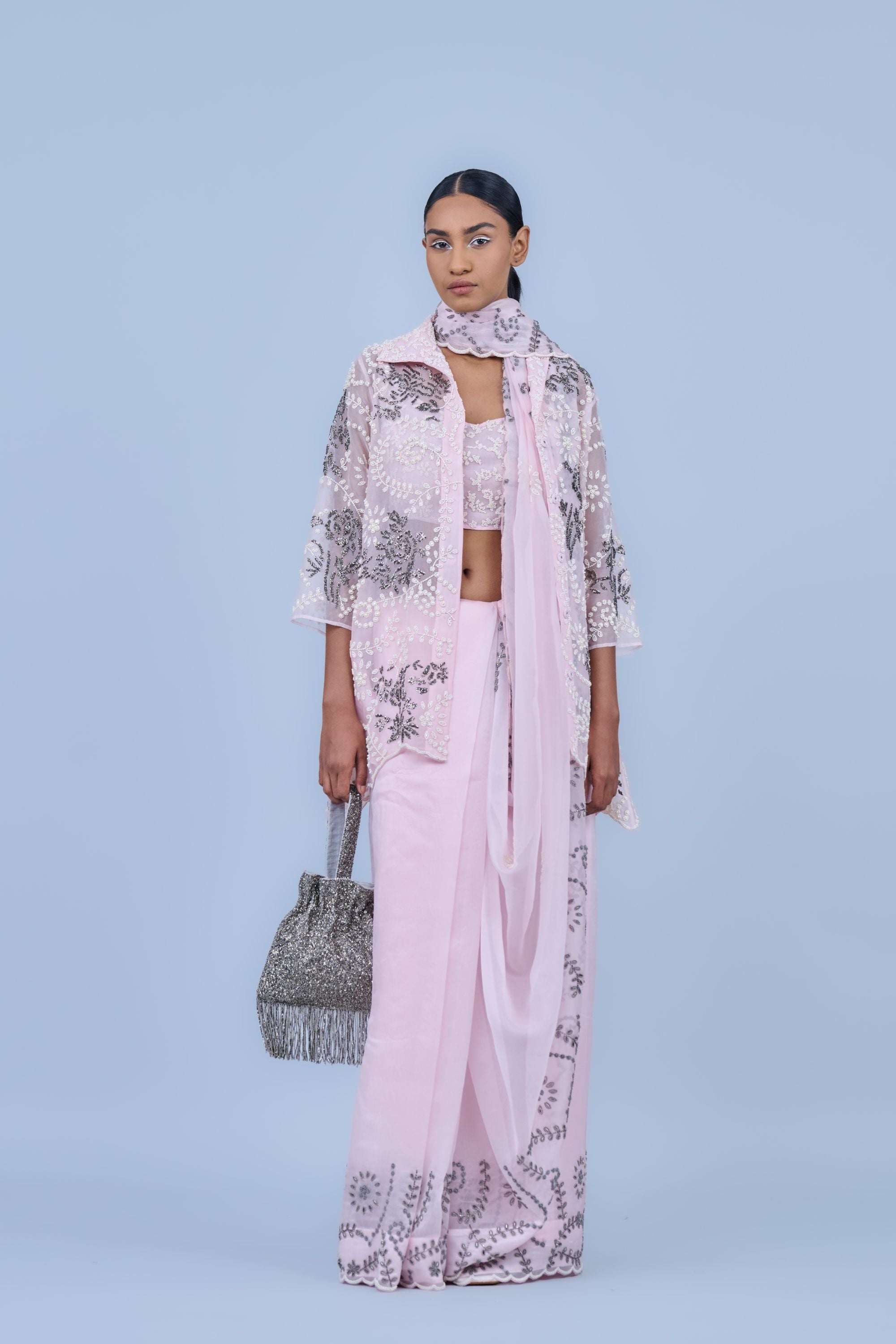 Powder Ec Slv Silk Organza Jacket