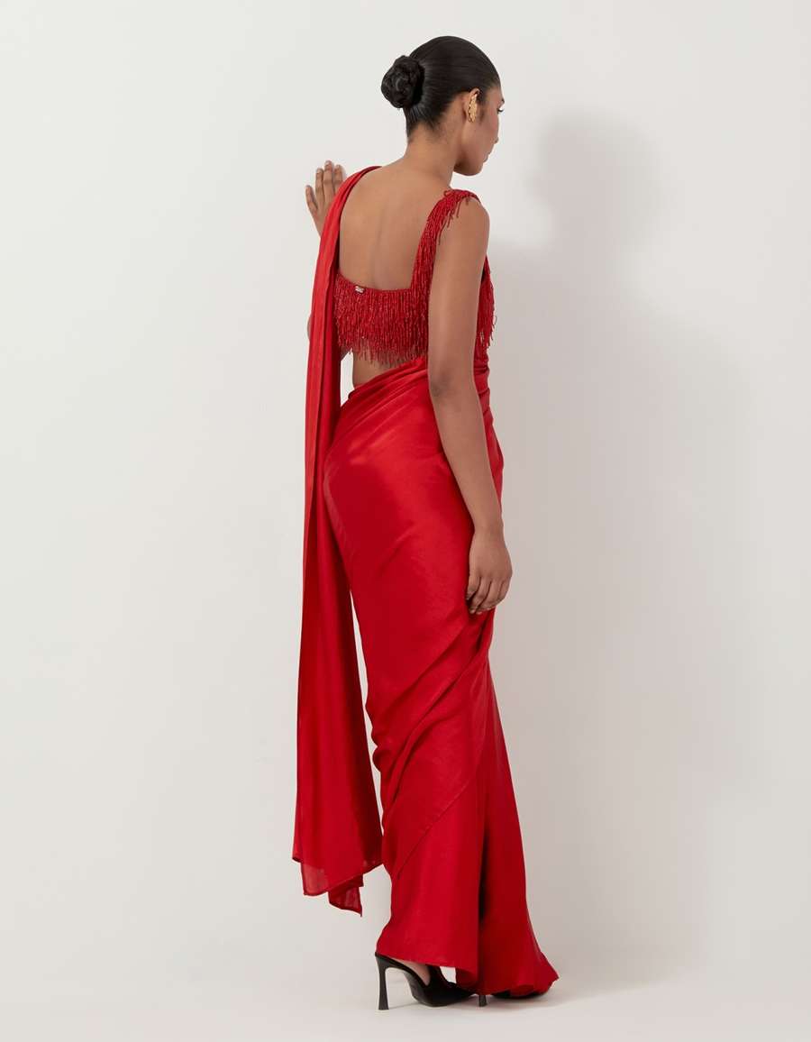 Rhea - Universal Sari Set In Red