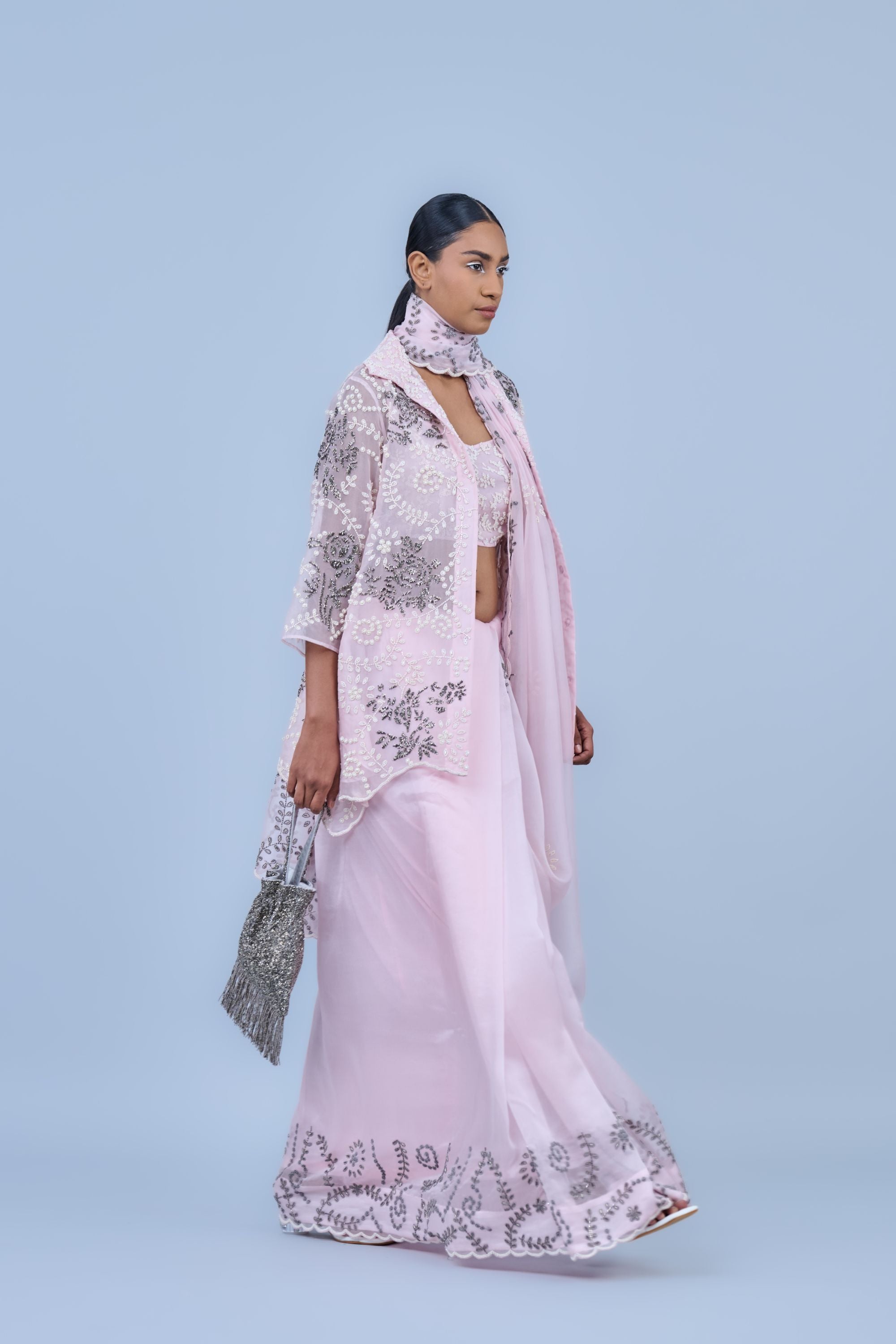 Powder Ec Slv Silk Organza Jacket