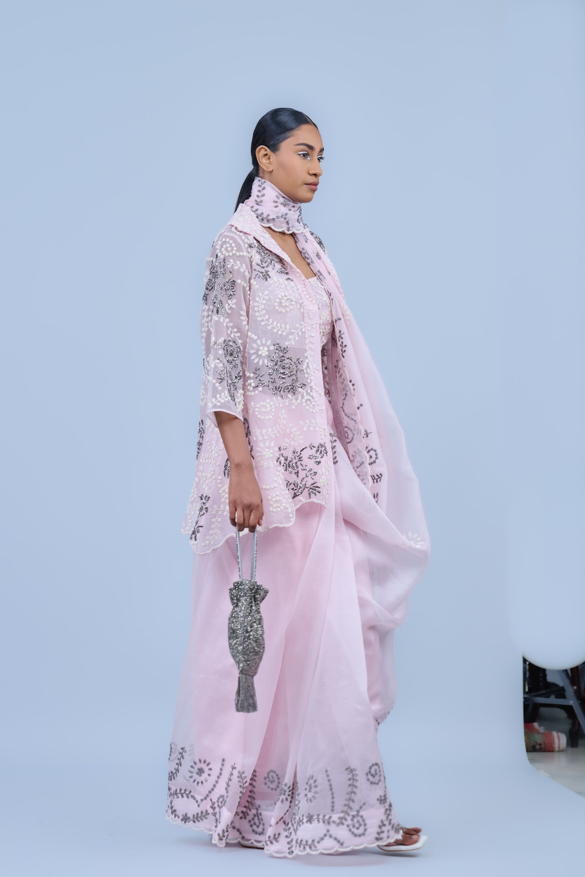 Powder Ec Slv Silk Organza Jacket