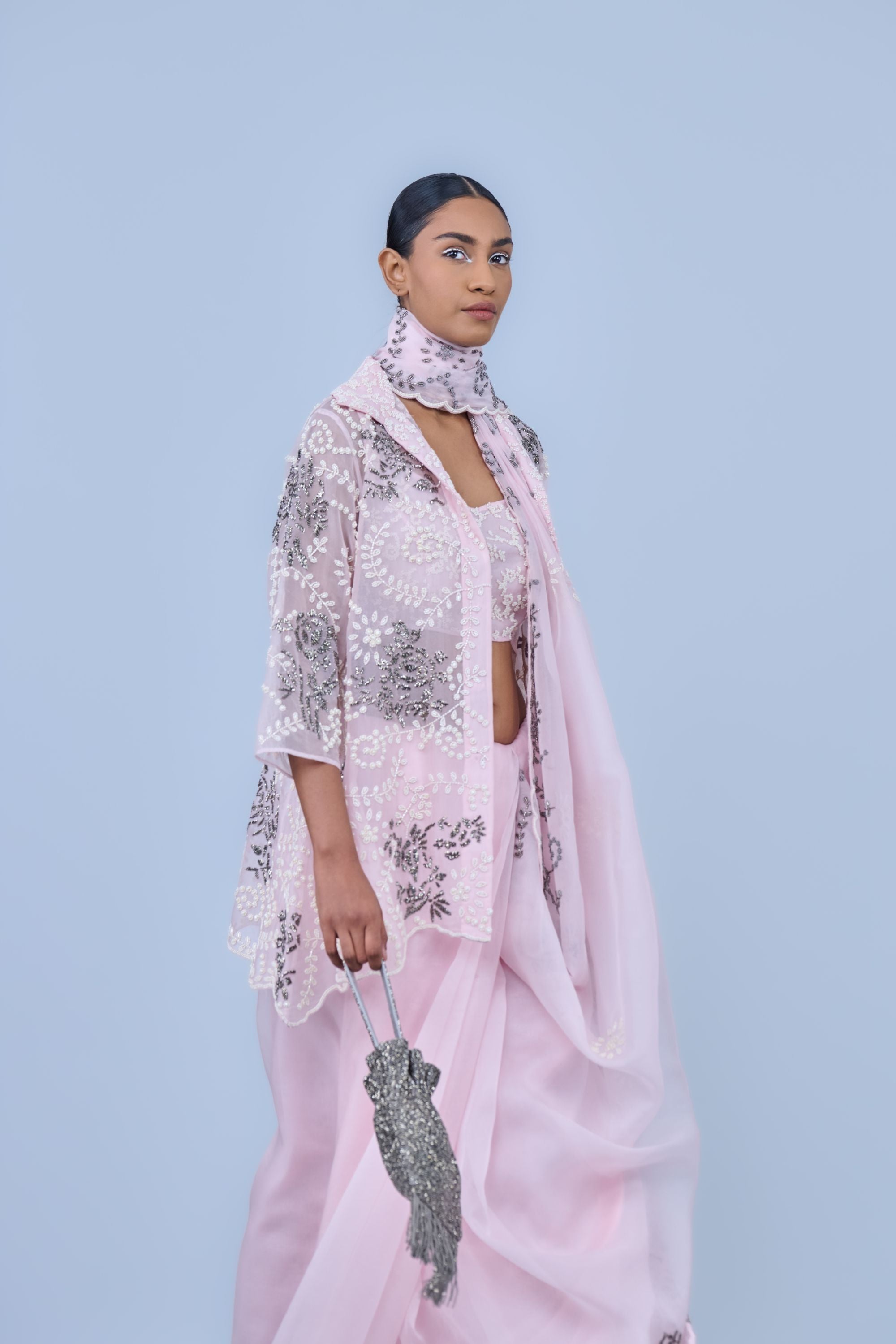 Powder Ec Slv Silk Organza Jacket