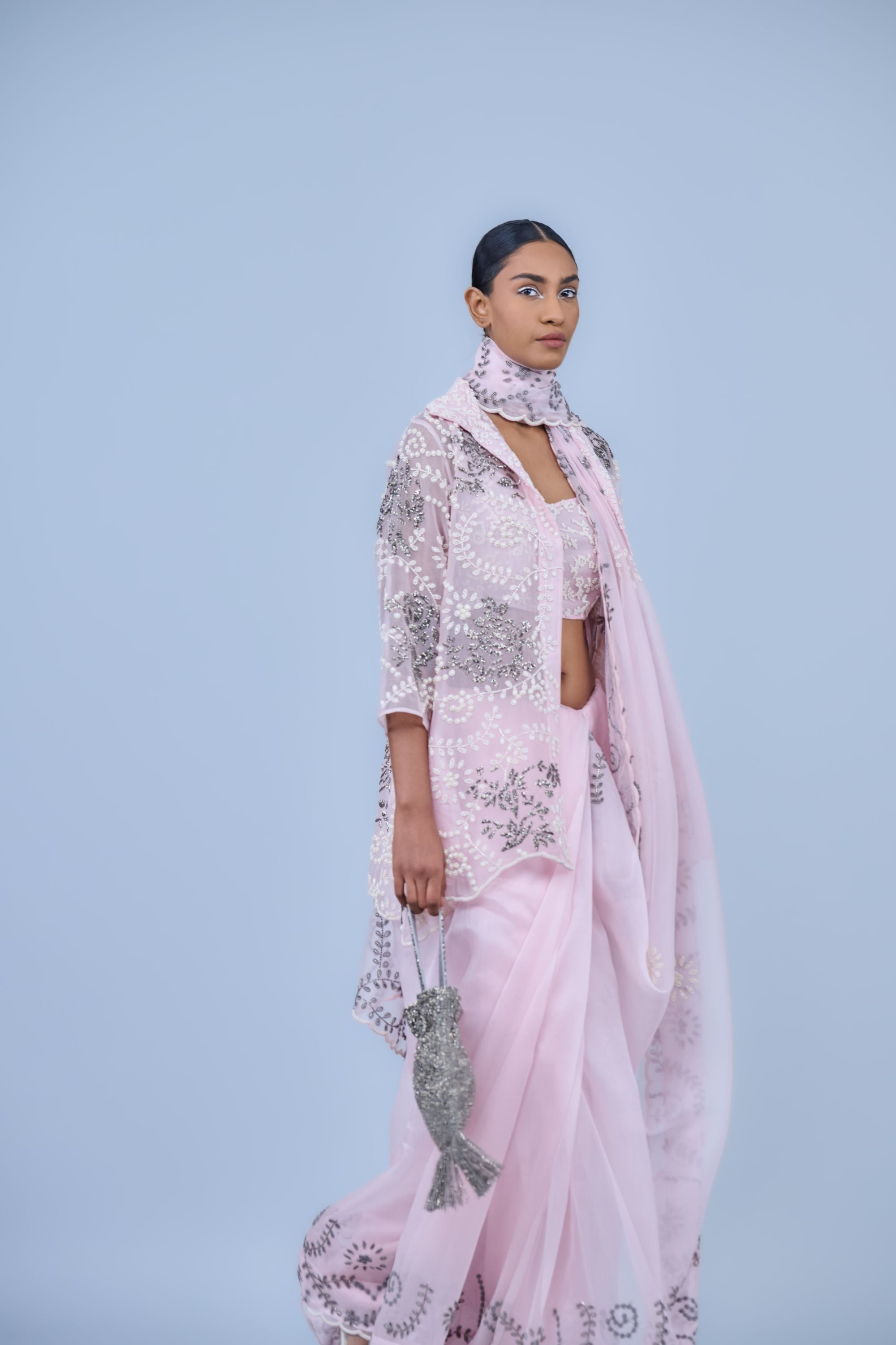 Powder Ec Slv Silk Organza Jacket