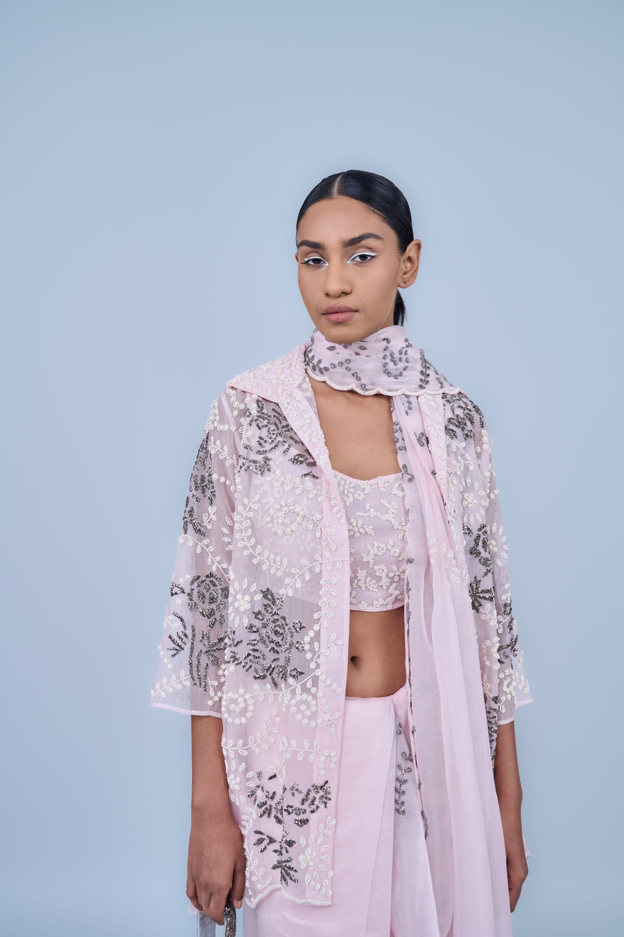 Powder Ec Slv Silk Organza Jacket