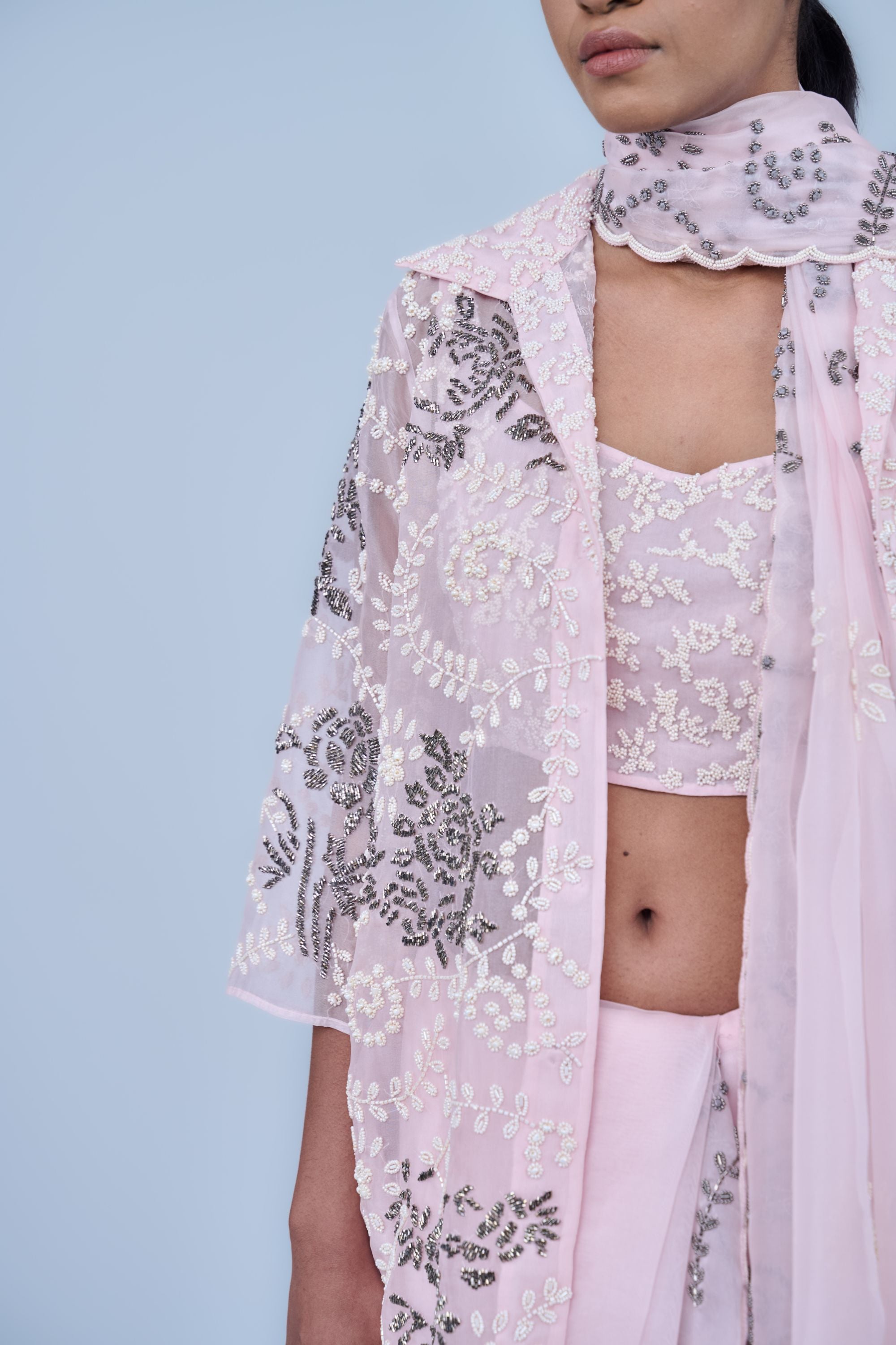 Powder Ec Slv Silk Organza Jacket