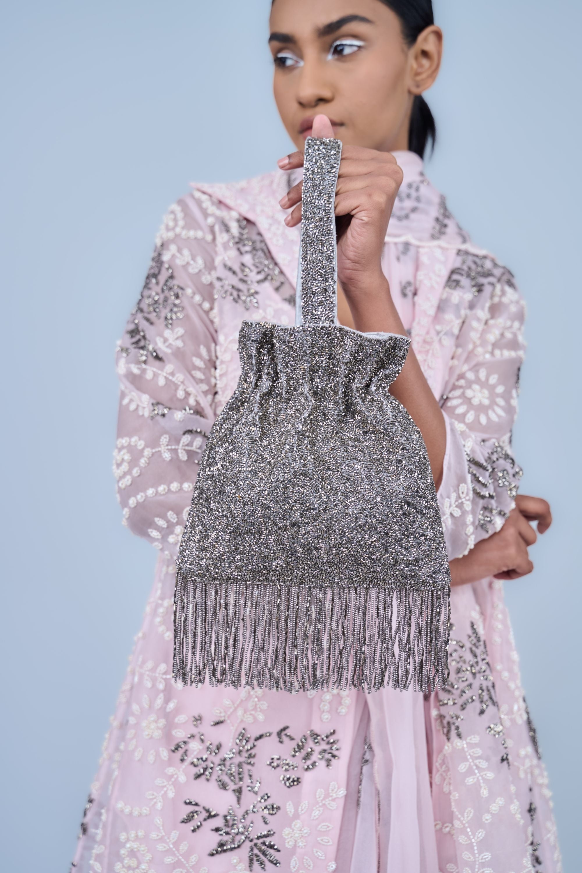 Silver Handloom Cotton Bag