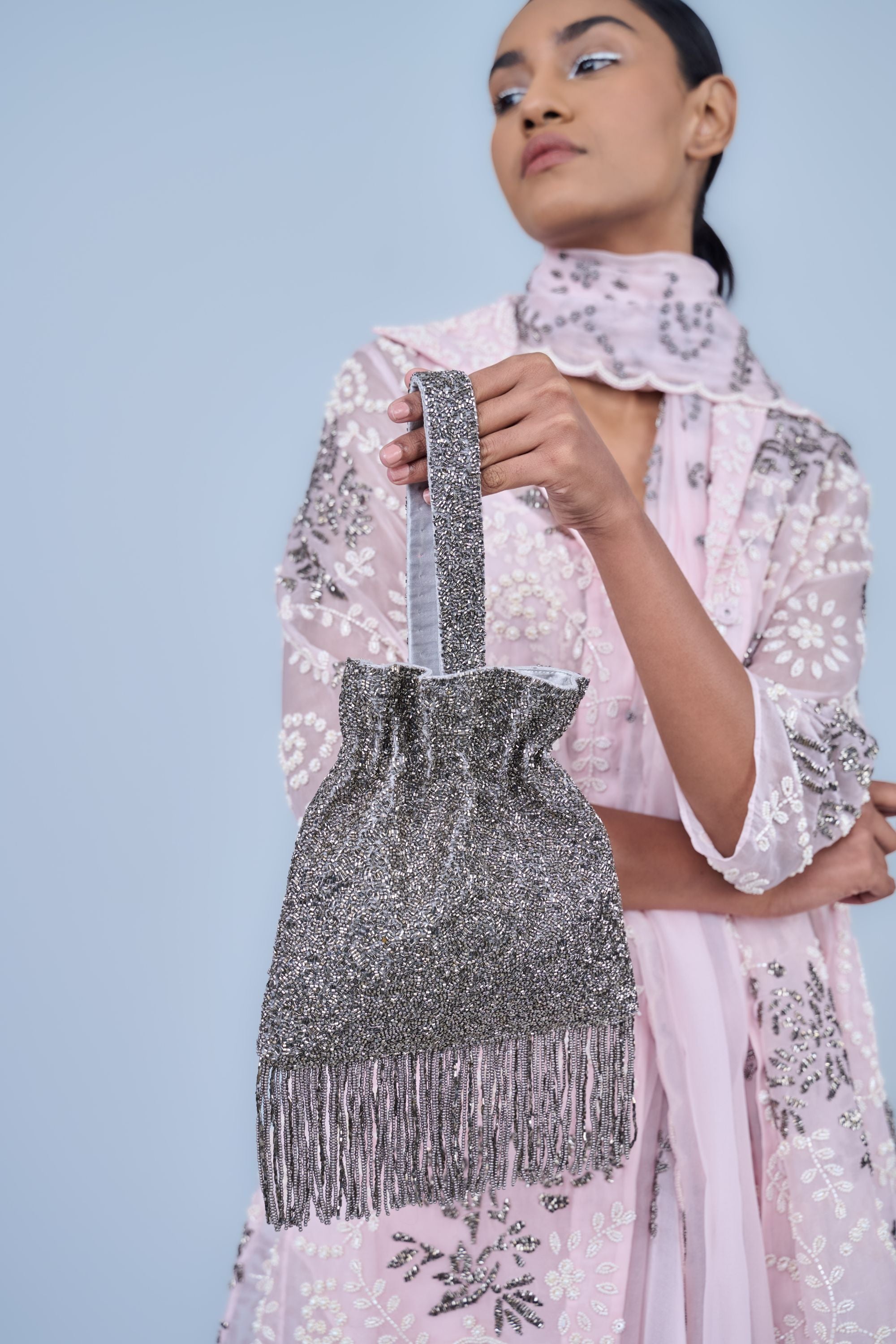 Silver Handloom Cotton Bag