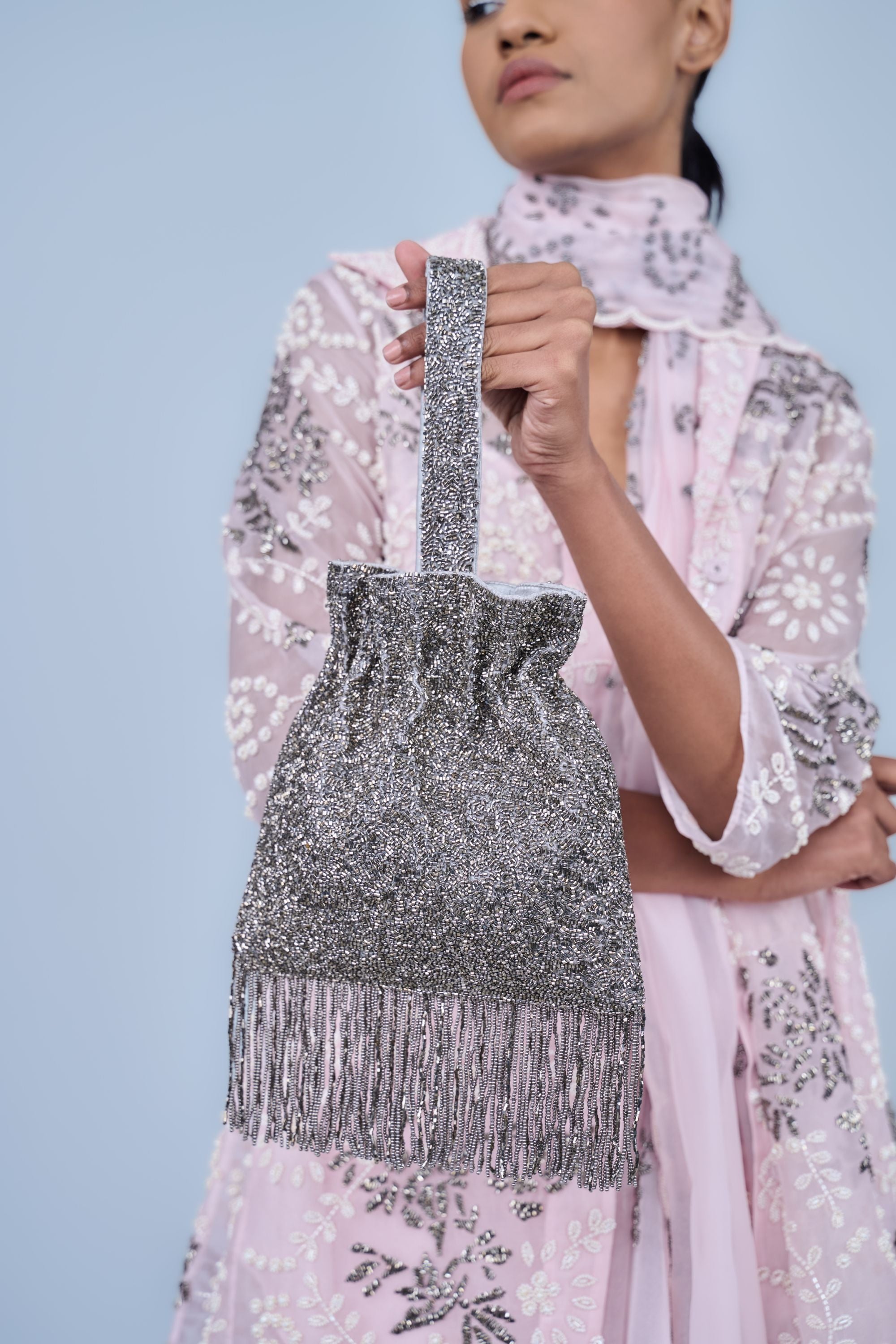 Silver Handloom Cotton Bag