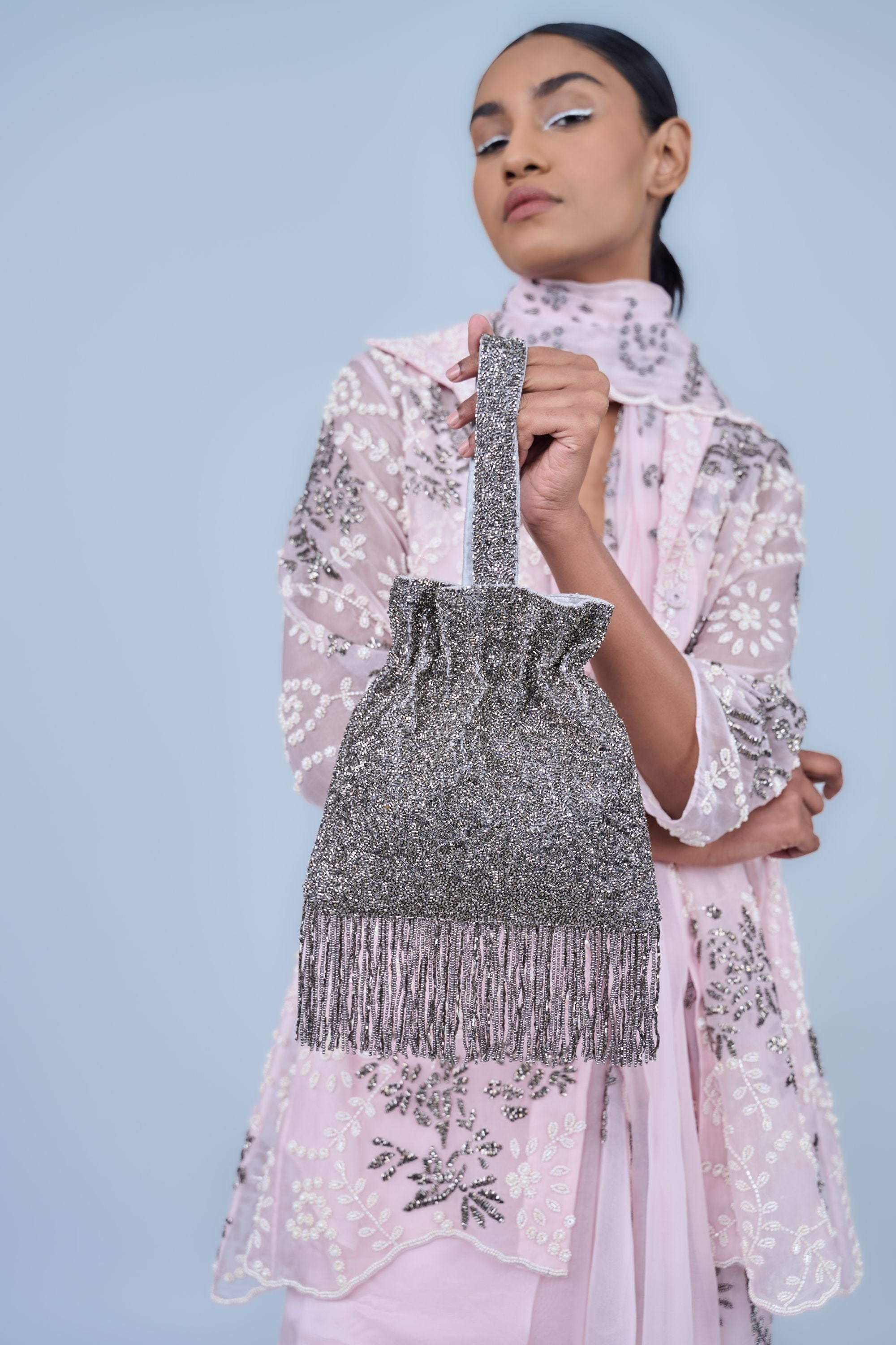 Silver Handloom Cotton Bag