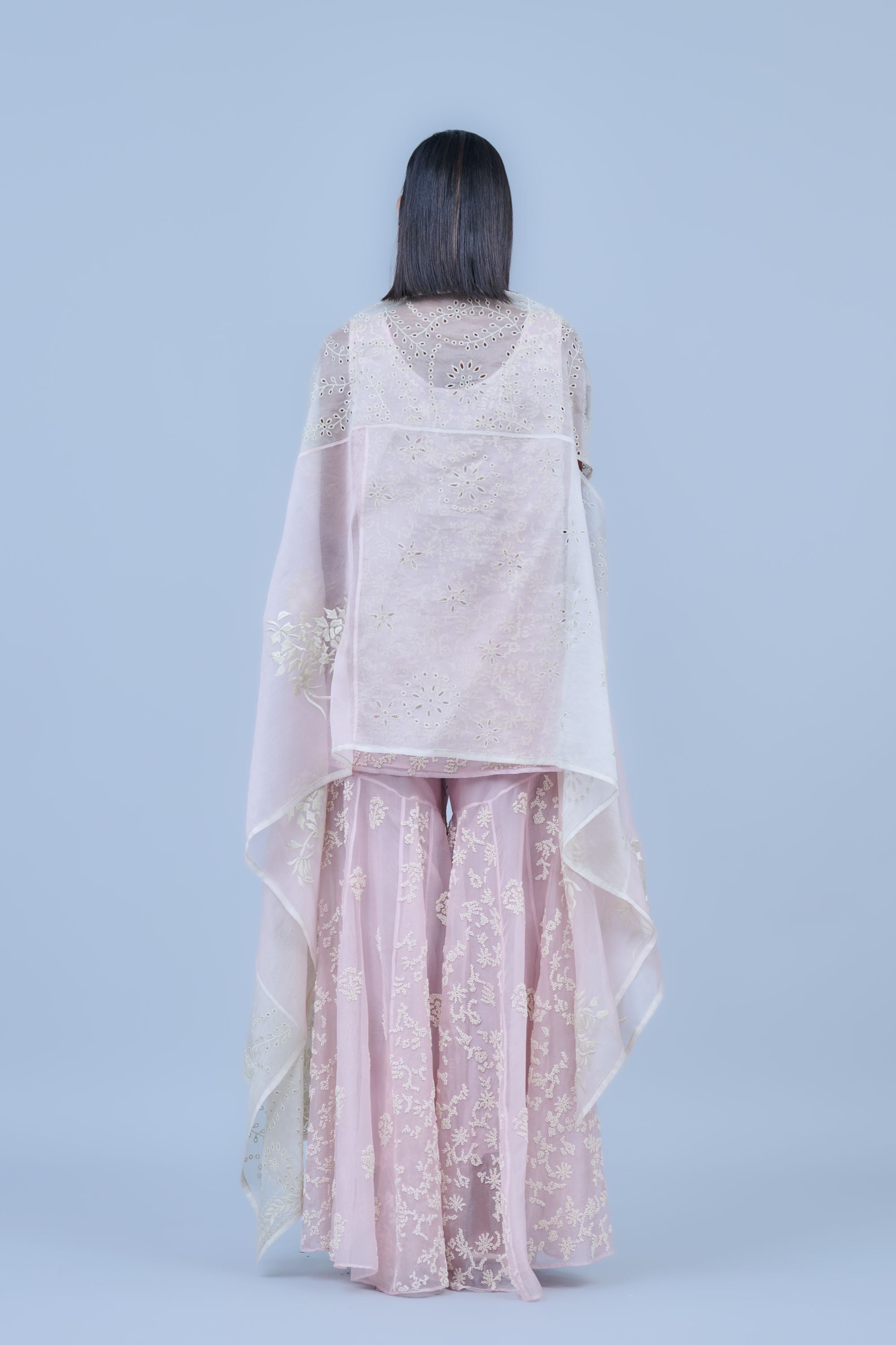 Powder Ec Silk Organza Sharara