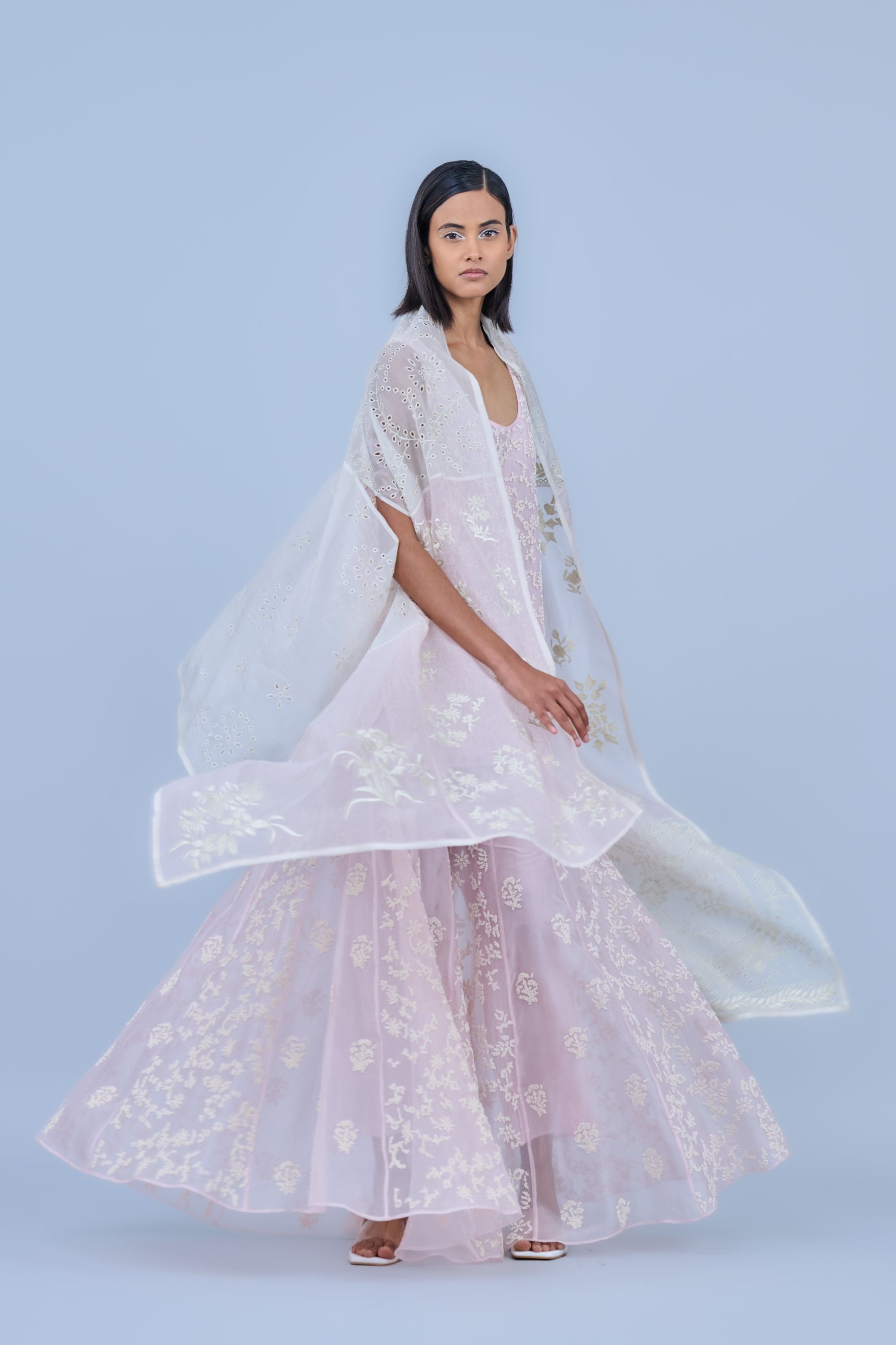 Powder Ec Ec Silk Organza Cape