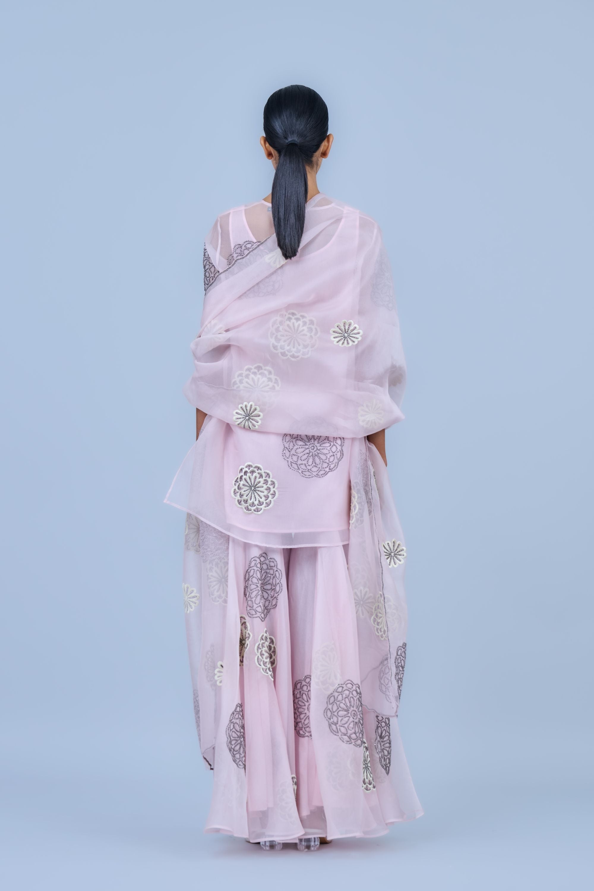 Powder Ec Slv Silk Organza Dupatta