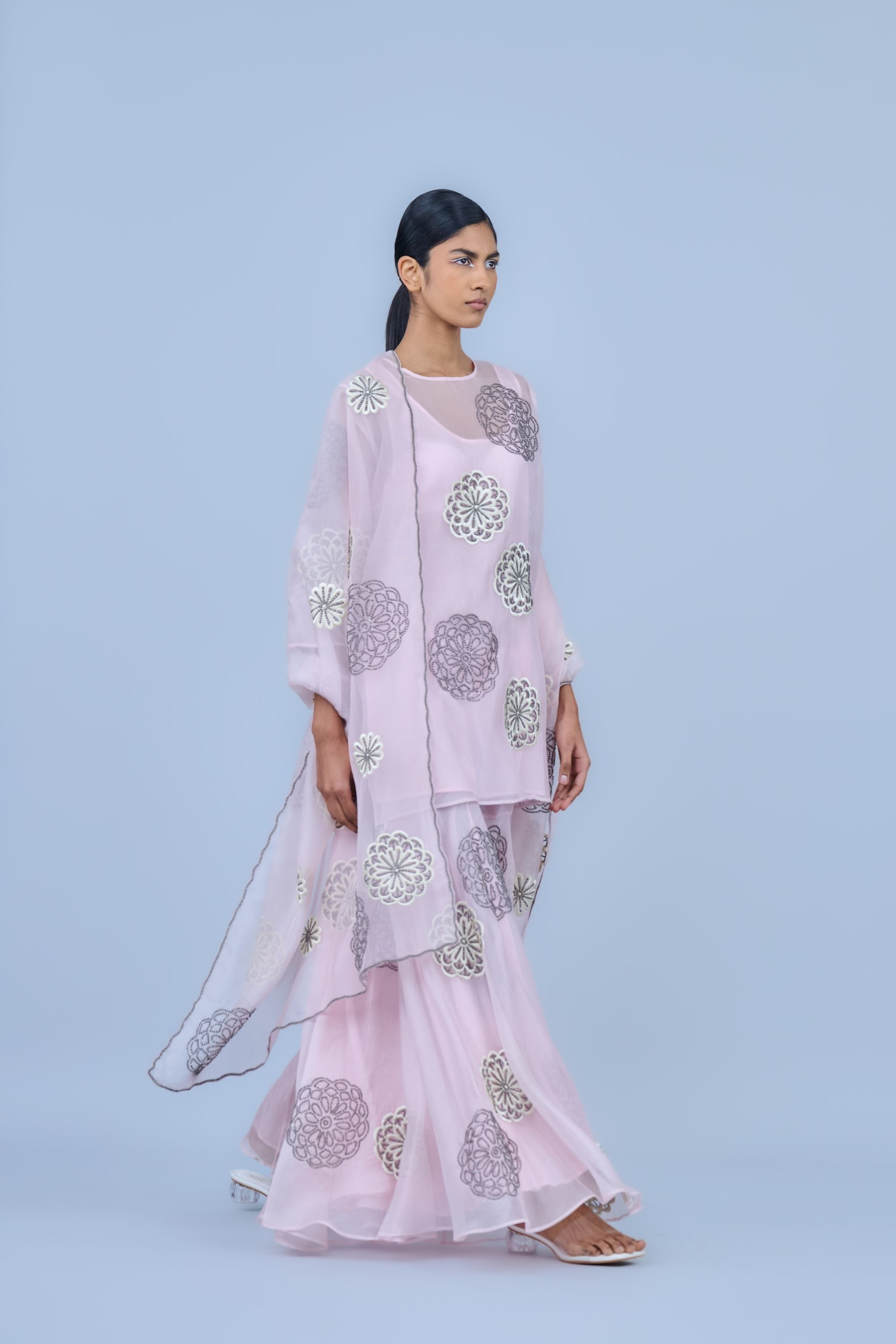 Powder Ec Slv Silk Organza Dupatta