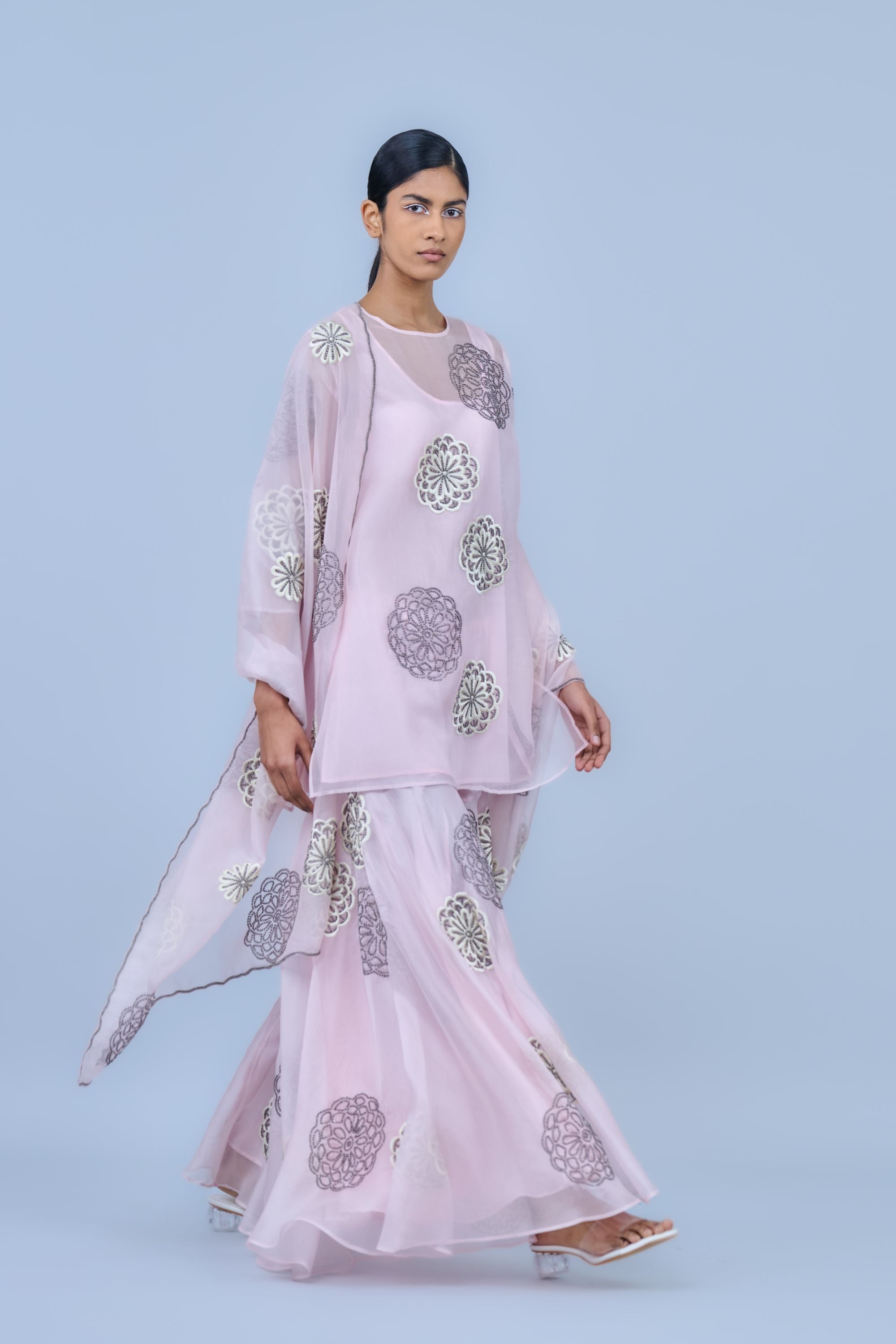 Powder Ec Slv Silk Organza Top