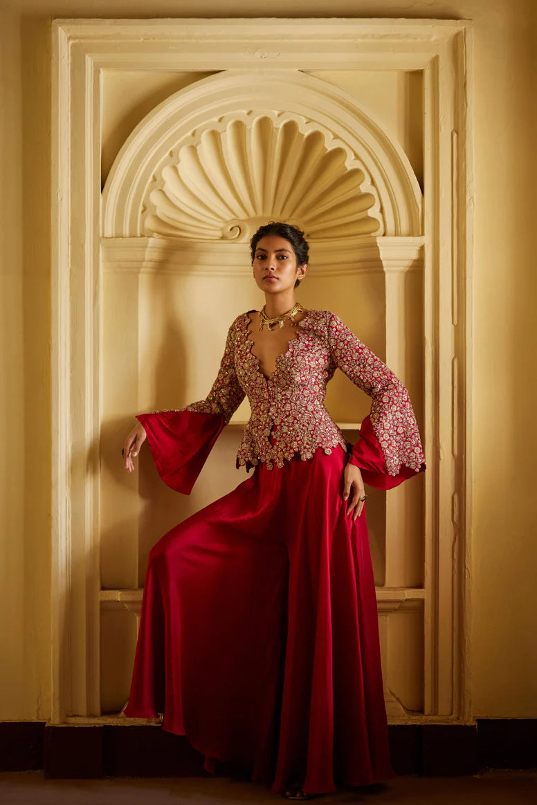 Apsara Red Jacket Set