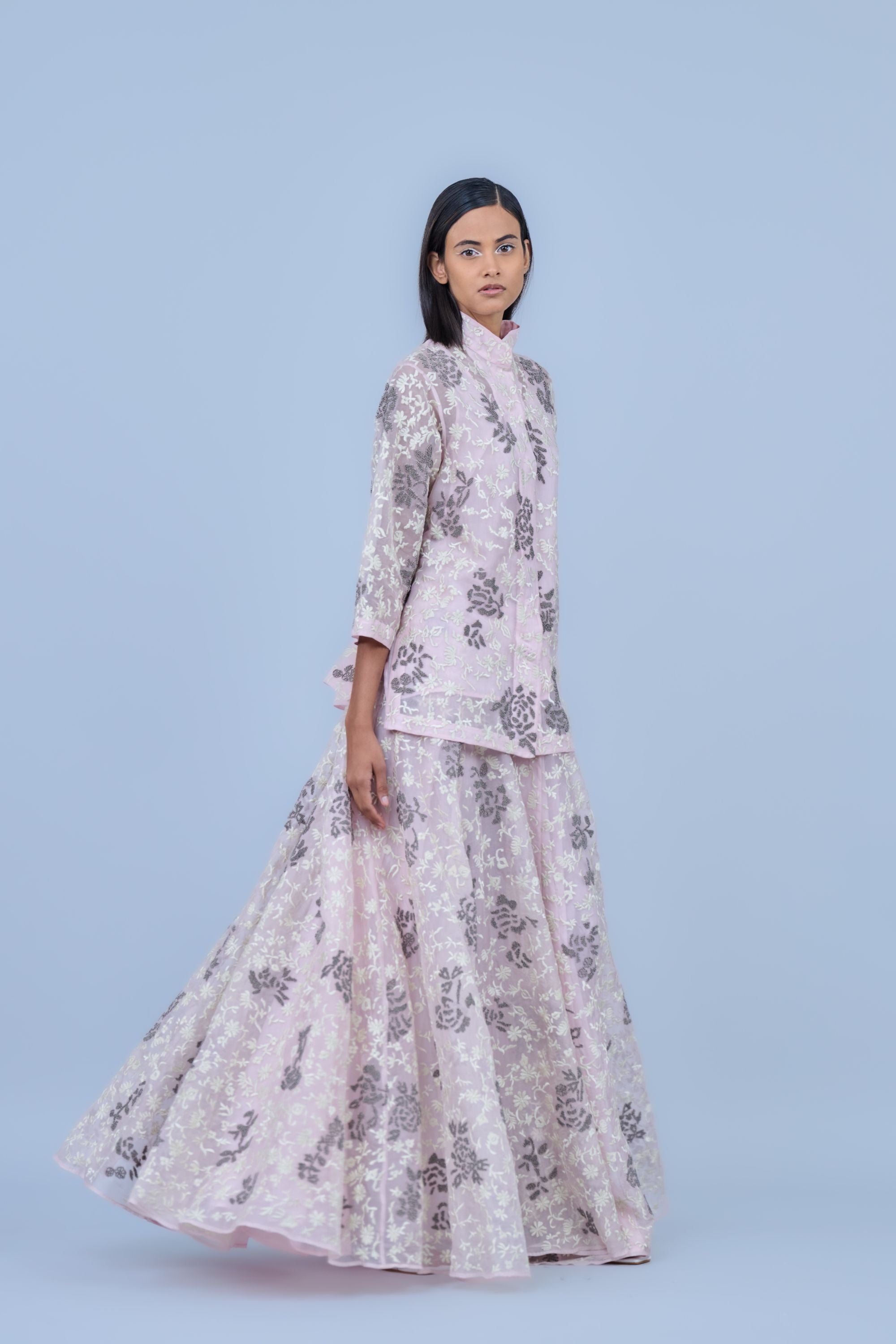 Powder Ec Slv Silk Organza Skirt