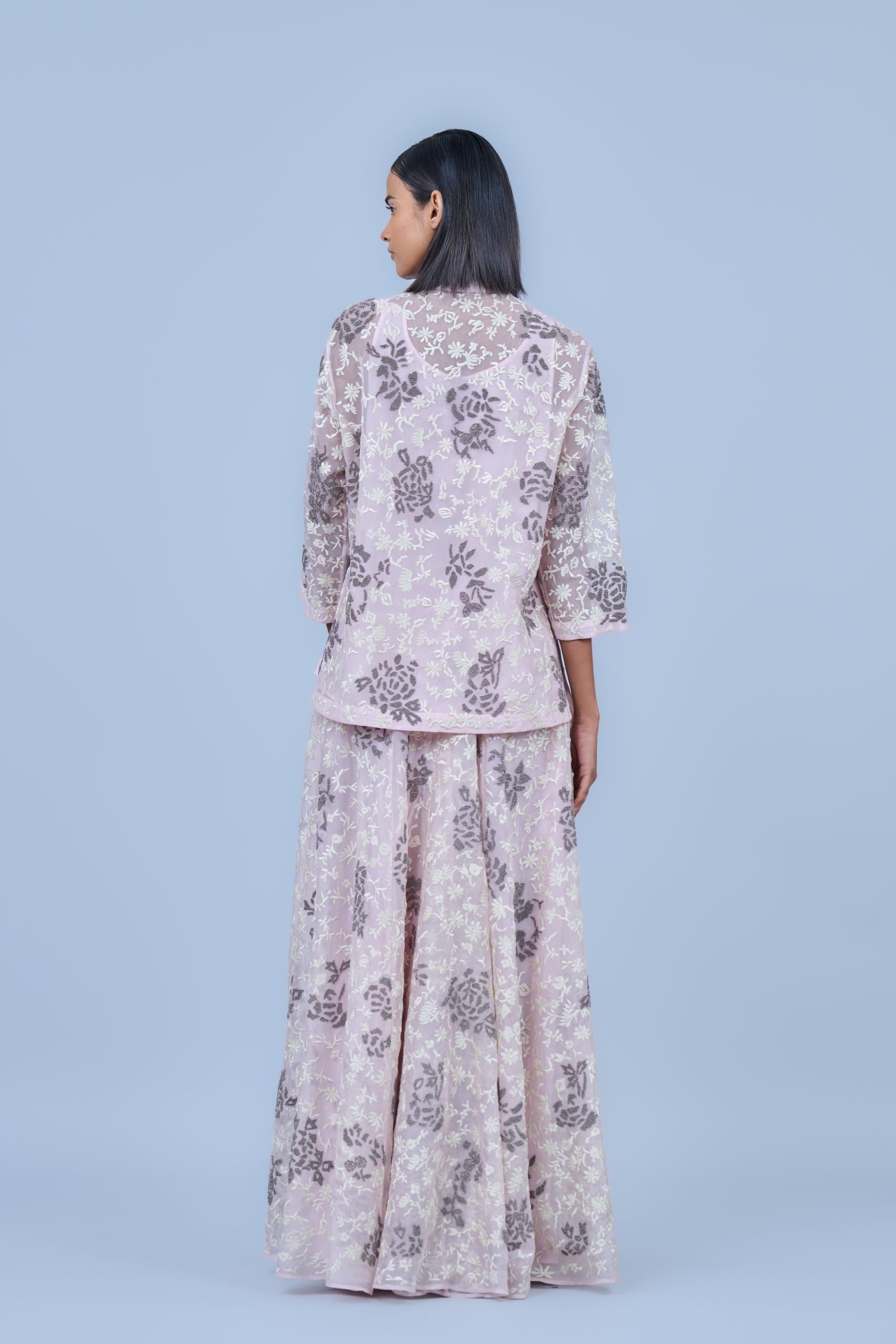 Powder Ec Slv Silk Organza Skirt