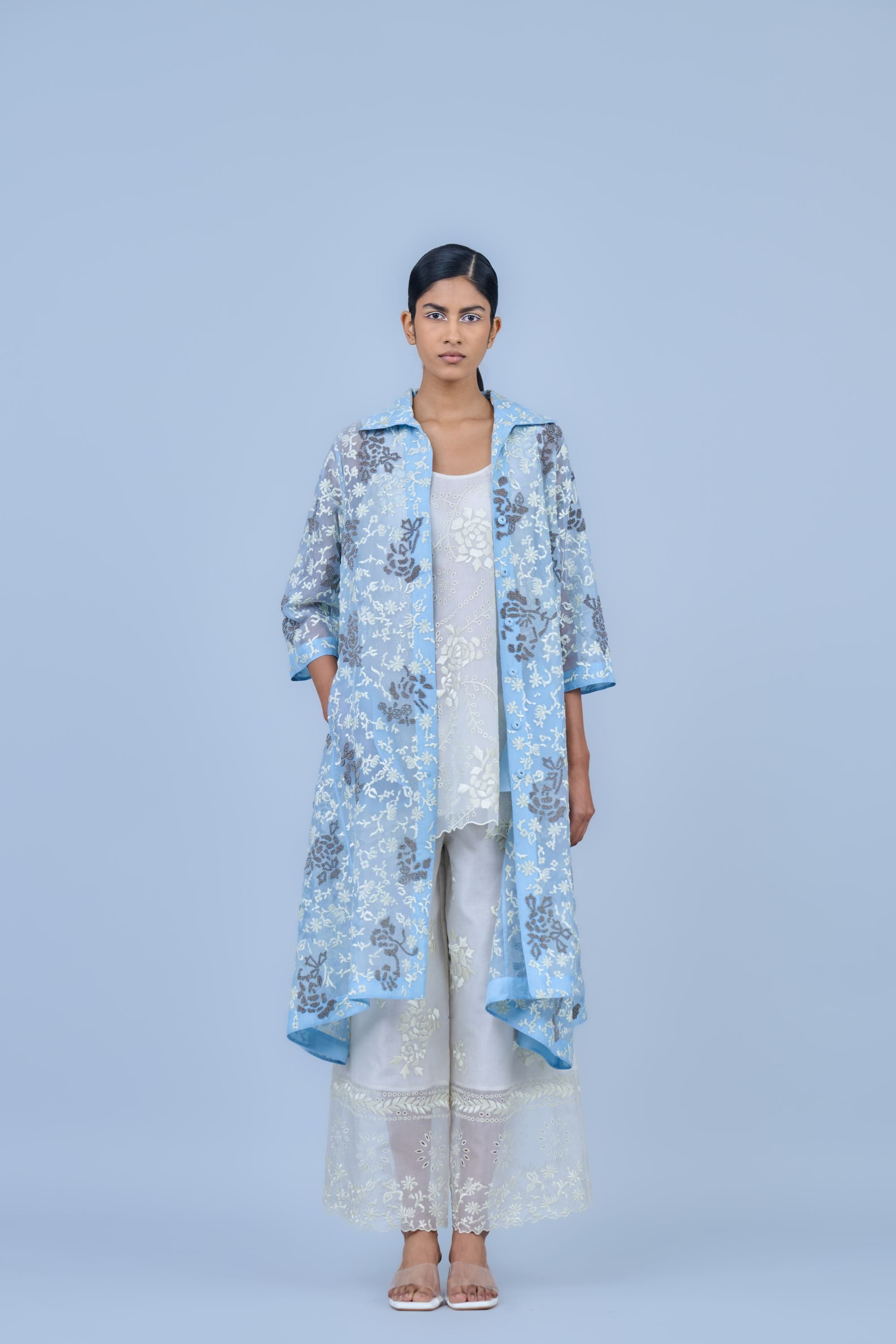 Ice Ec Slv Silk Organza Jacket