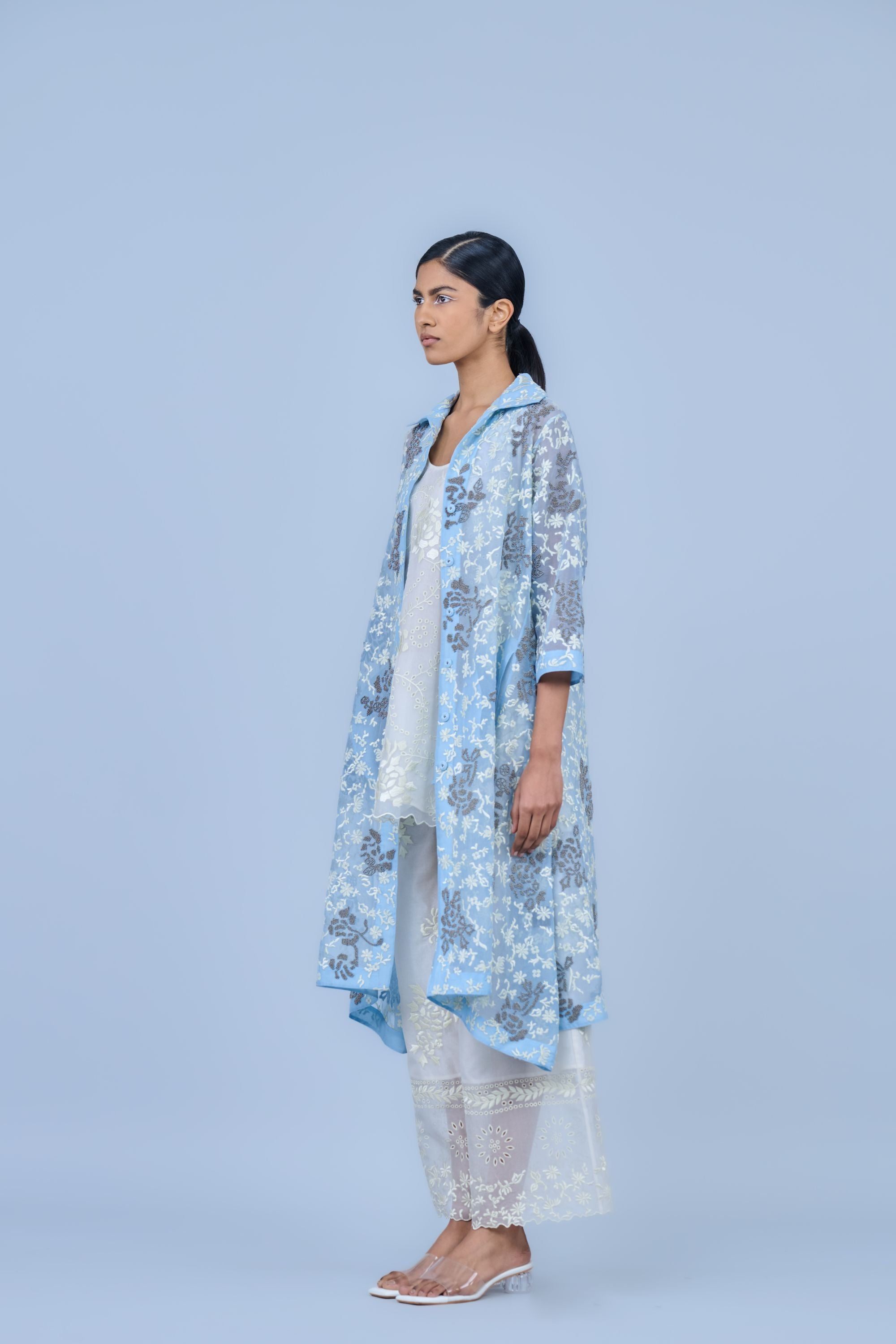 Ice Ec Slv Silk Organza Jacket