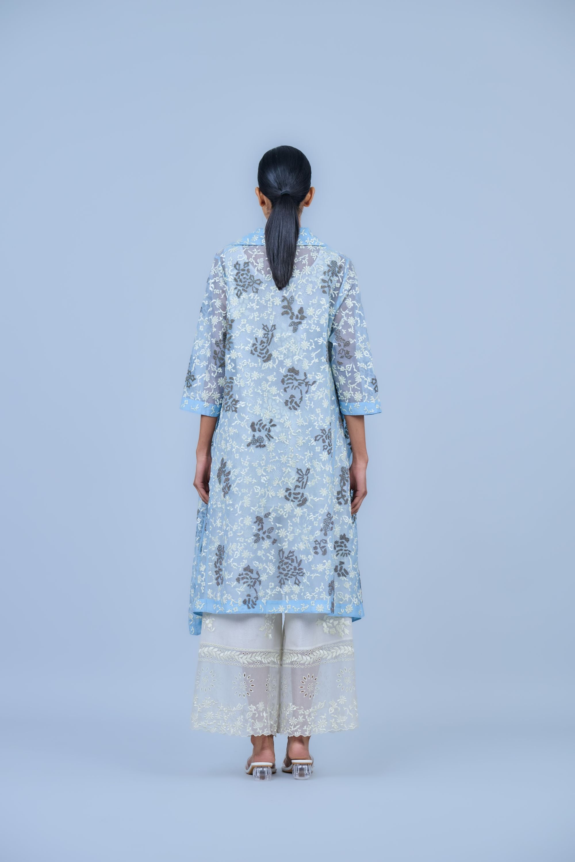 Ice Ec Slv Silk Organza Jacket