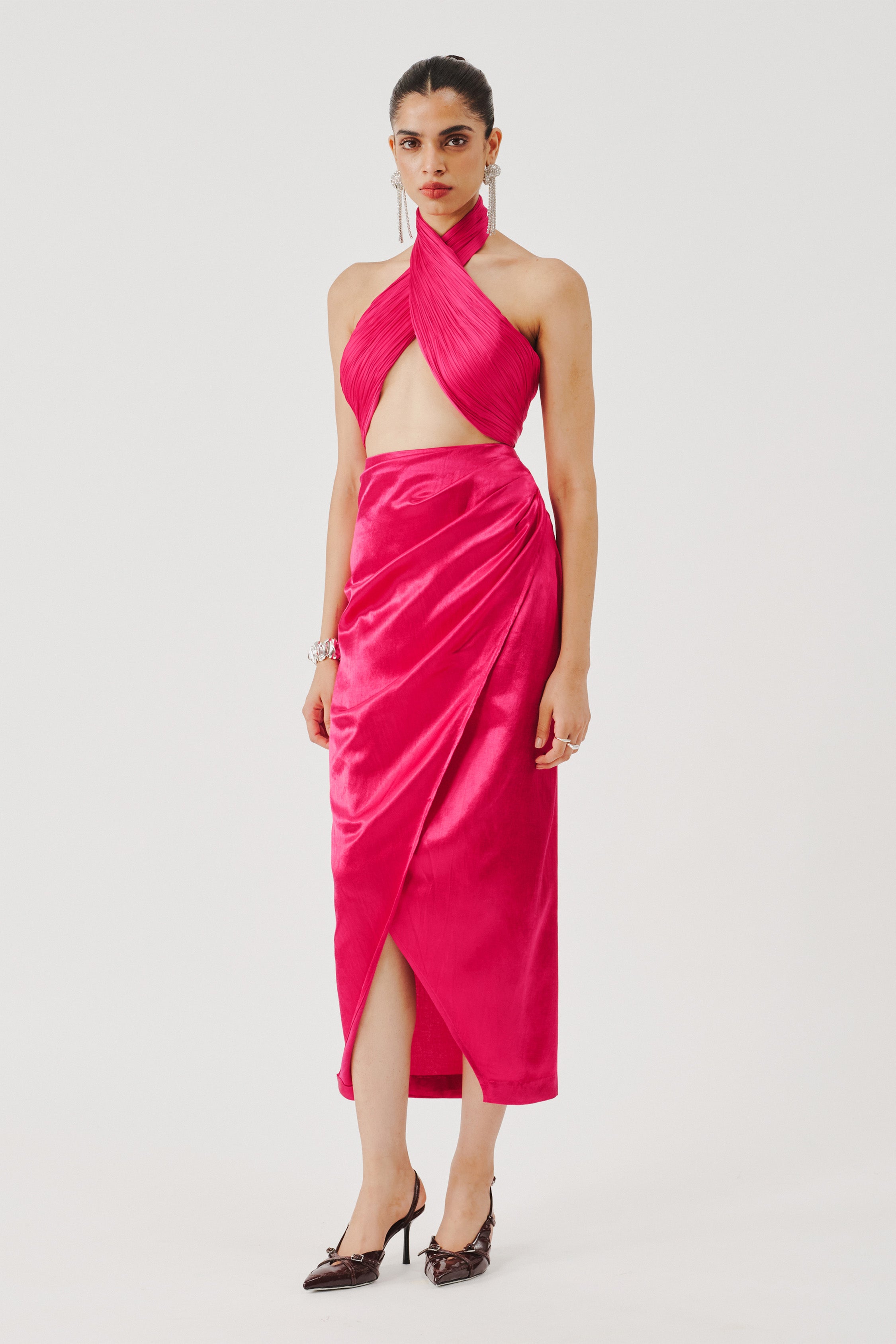 Carapace Overlap Skirt in Hot Pink