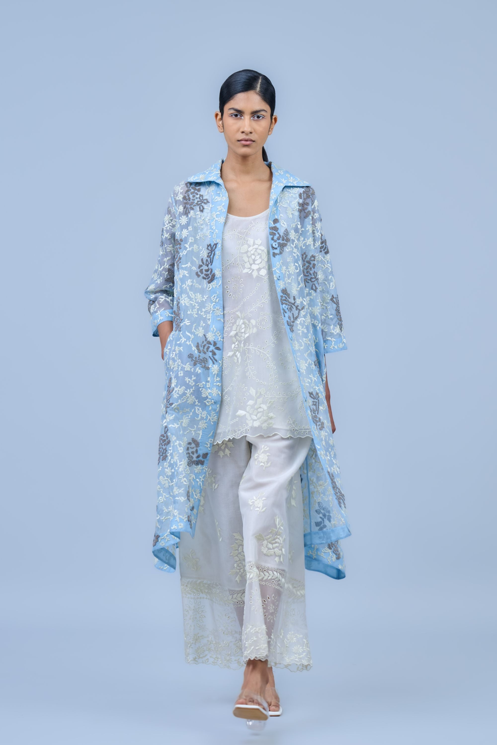 Ice Ec Slv Silk Organza Jacket