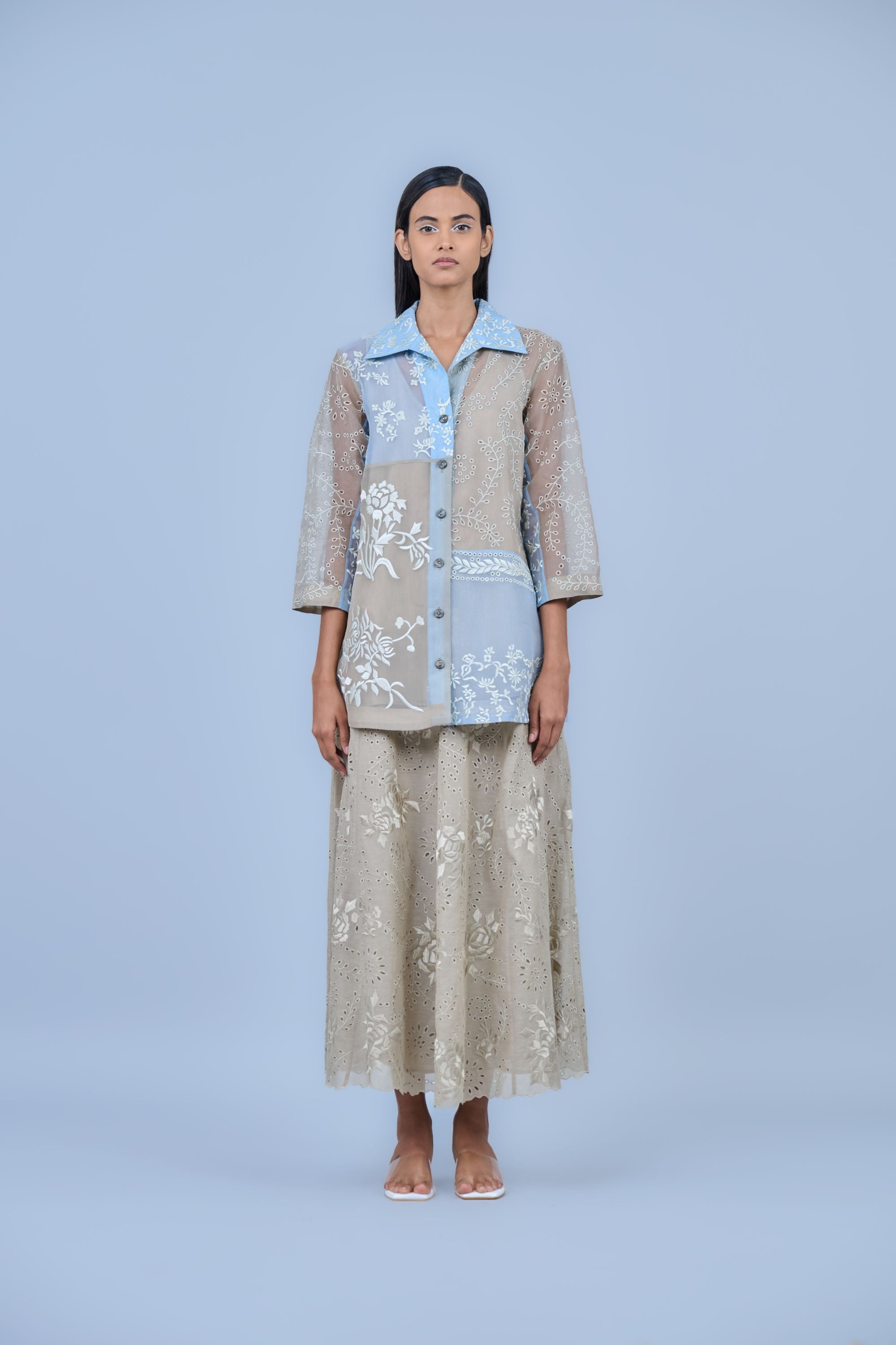 Ice Multi Ec  Silk Organza Top