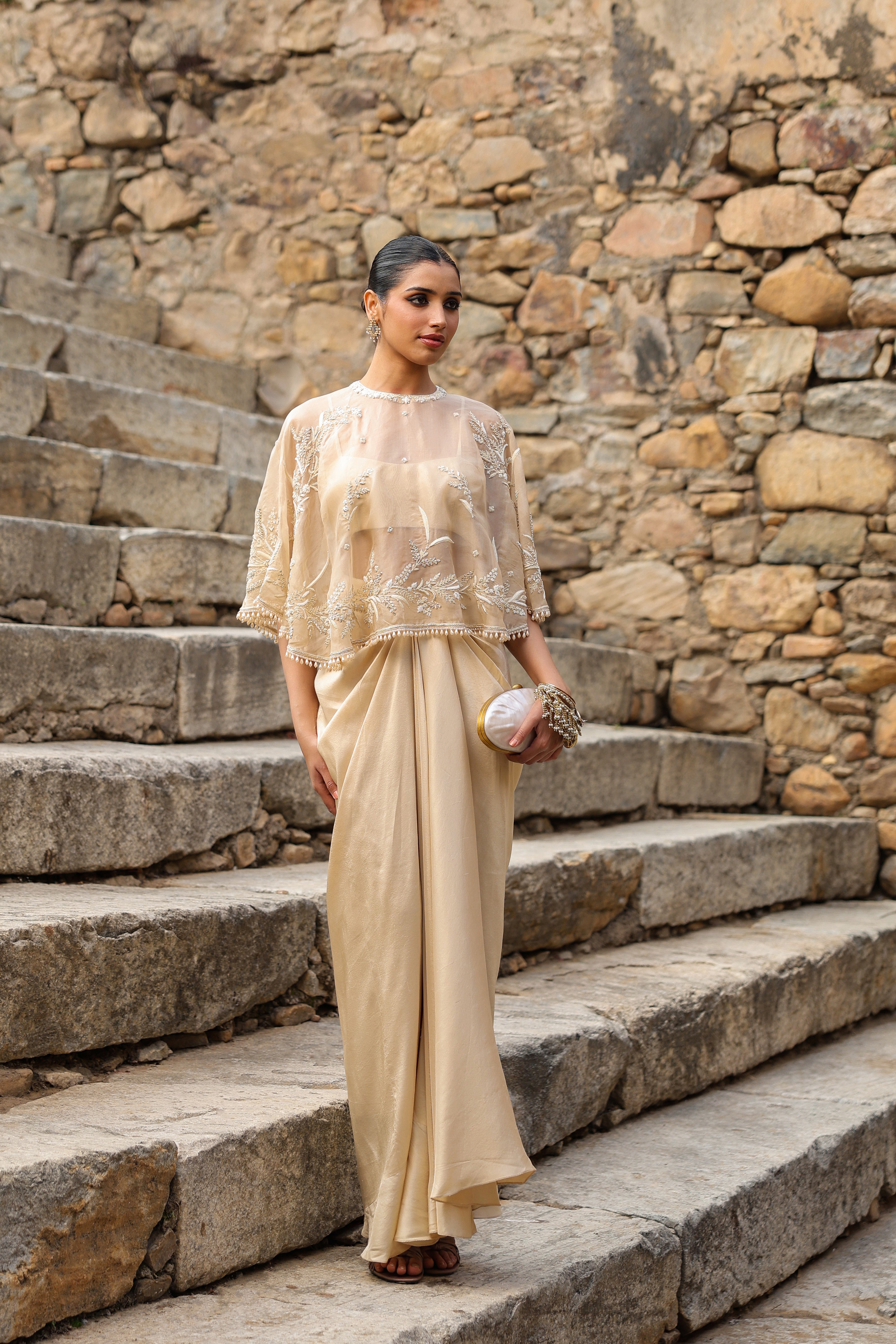 Vaayu Beige Cape Set